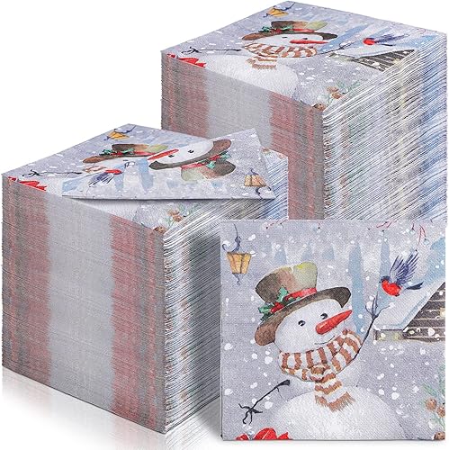 Spiareal 120 servilletas de papel de Navidad, servilletas de cóctel de Navidad, servilletas de 2 capas para cena de Navidad, servilletas de muñeco