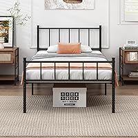 DIIYIV Twin Metal Platform Bed Frame - Steel Slat Support, No Box Spring Needed, 2000 lbs Capacity, Underbed Storage, Easy Assembly