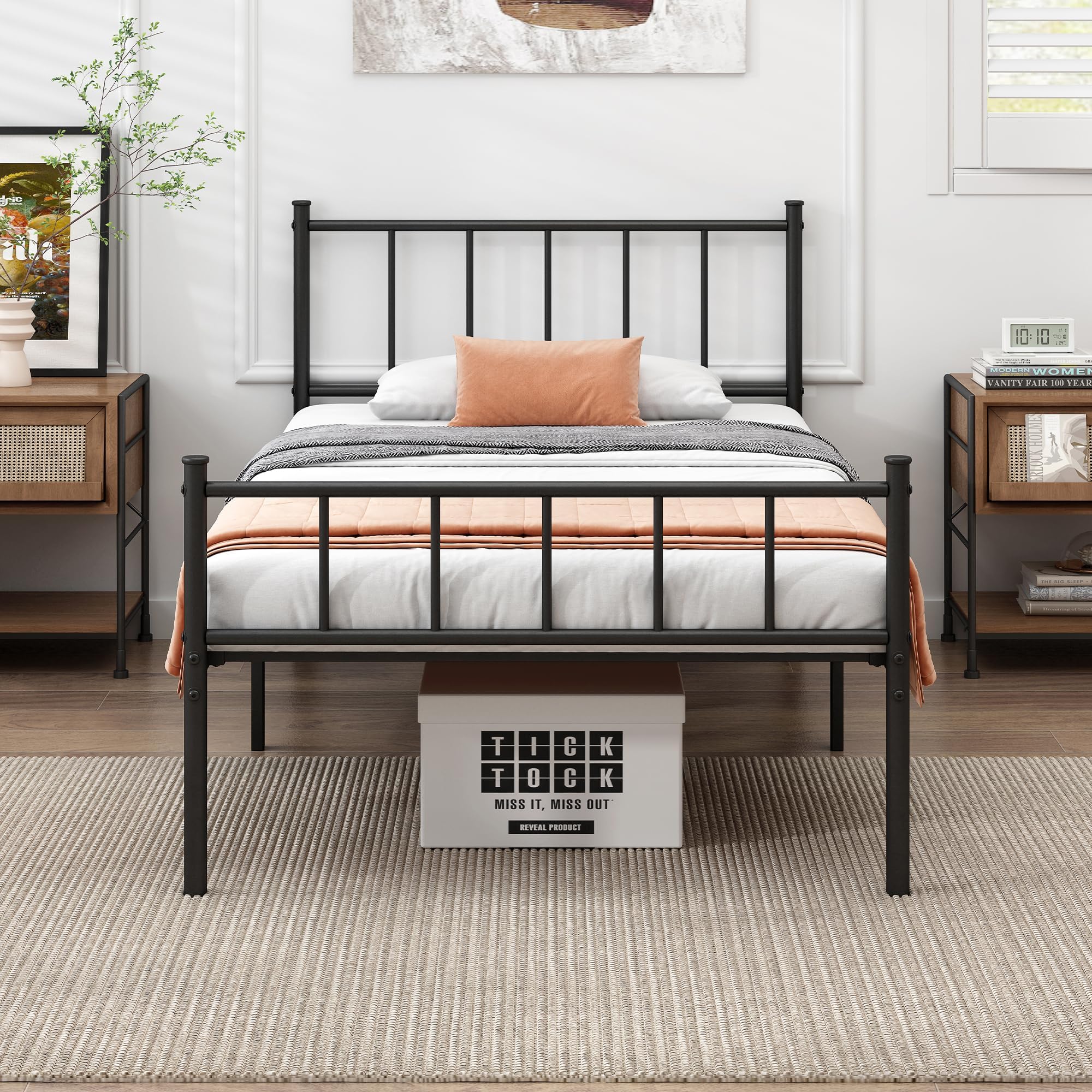 DIIYIV Twin XL Bed Frame-Classic Metal Platform Bed Frame,Mattress Foundation...