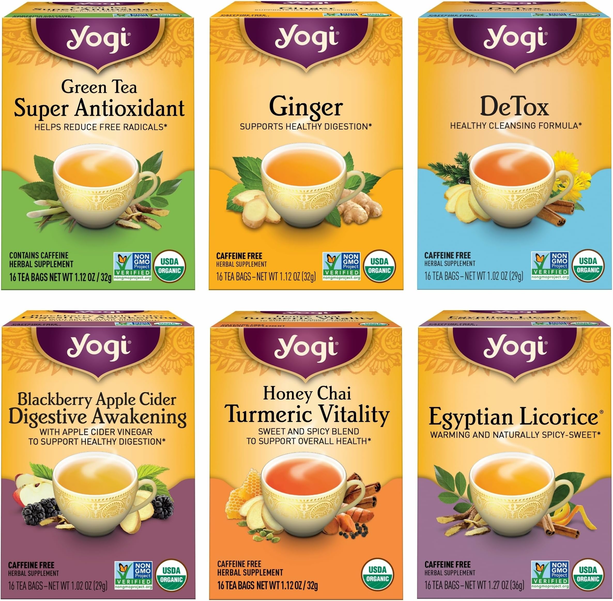 Yogi Digestion and Detox Tea Variety Pack Sampler