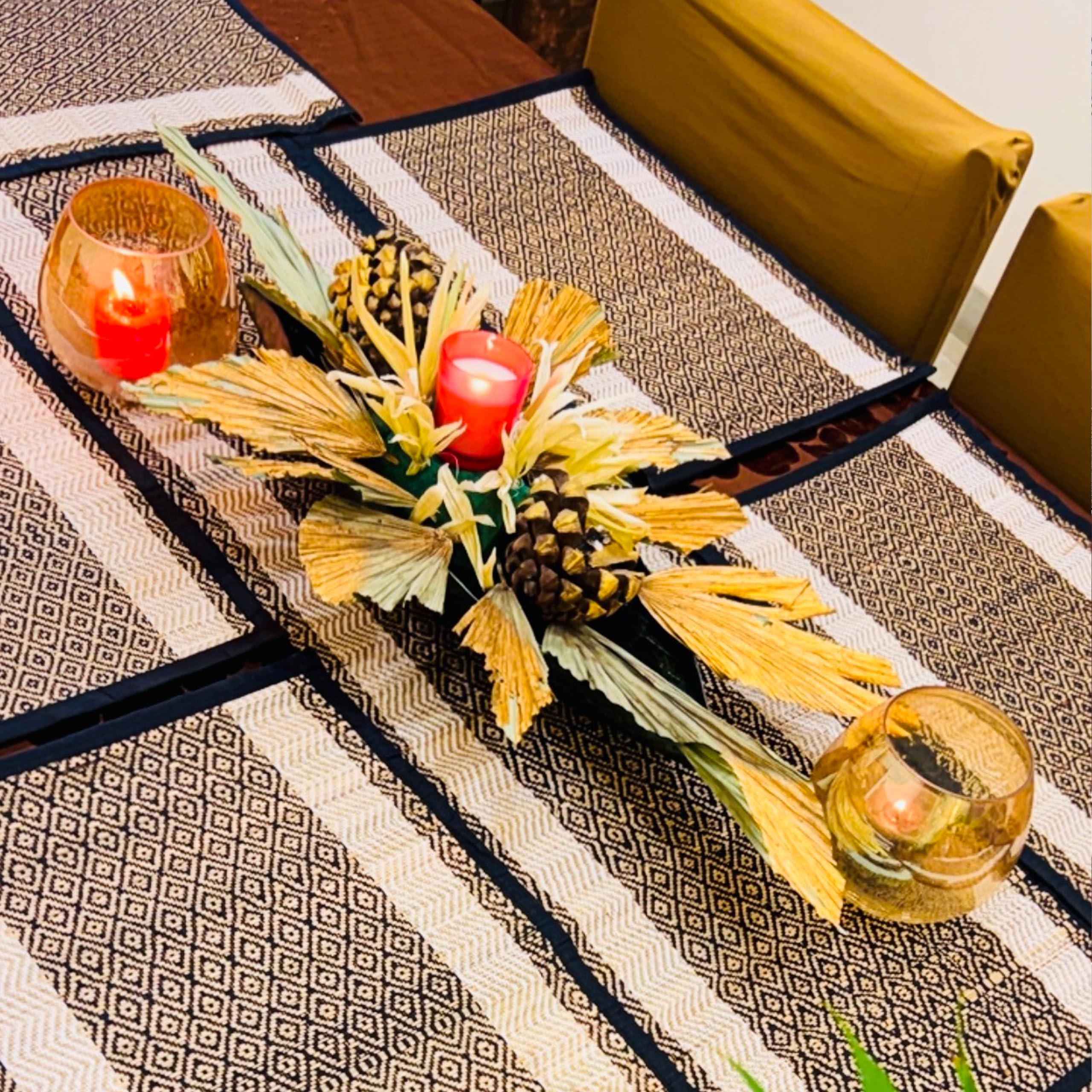 KalaTree Handmade River Grass Dining Table Mats Set of 6 Pieces & Runner | Heat Resistant Korai Grass Dining Mats | Natural Eco Friendly Madurkathi Placemats for Dining Table | Classic Tablemats (B0D66YXVKY) Amazon Price History, Amazon Price Tracker