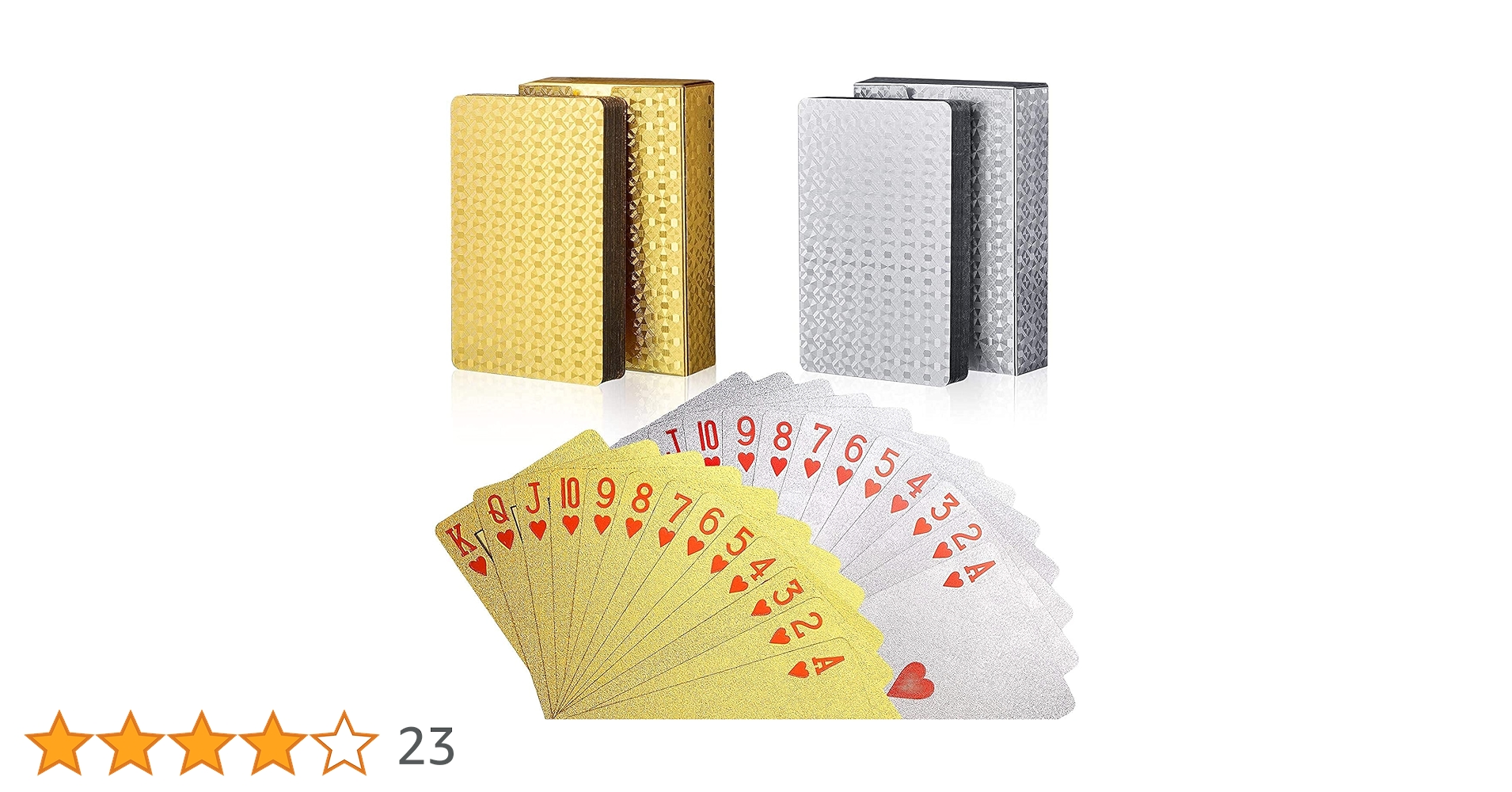 HANA Playing Cards ゴールド　シルバー India Toy 2 in 1 Card Deck, Waterproof Flexible PVC Plastic