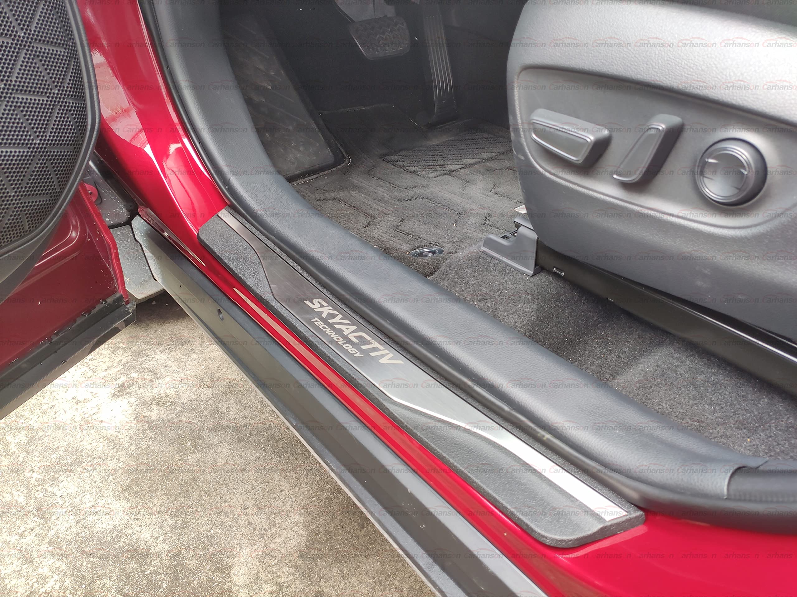 GZBFTDH Car Door Entry Guard, Stainless Steel with Plastic Auto Door Sill Protector Cover, for Mazda 3 6 2014-2020 Kick Panels Threshold Guard Scuff Plate, Interior Accessories Protection (Silver)