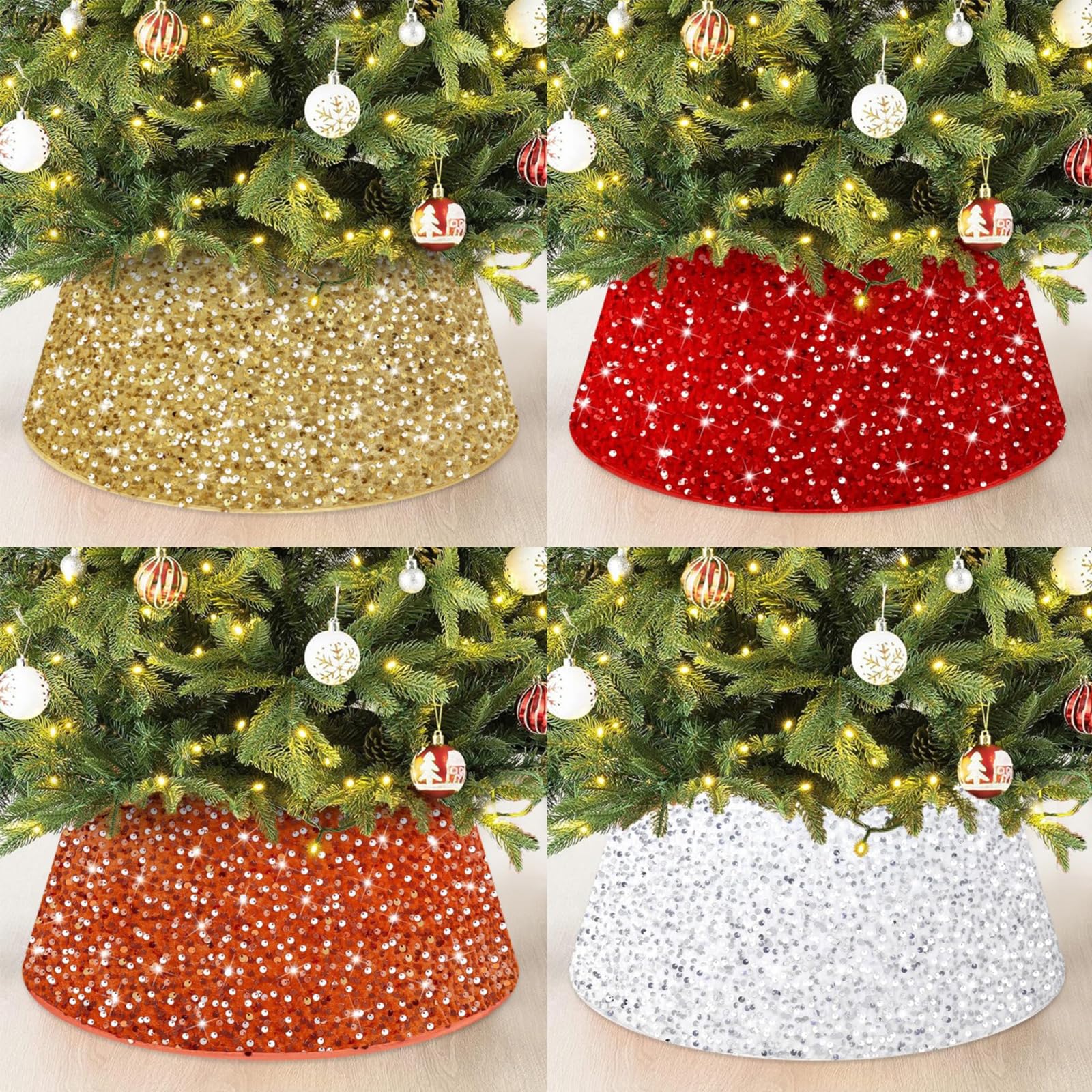 Gonna Per Albero Di Natale Con Paillettes Scintillanti | Collare Per Piede Albero | 2 Misure (Piccola/Grande) | Decorazione Festiva