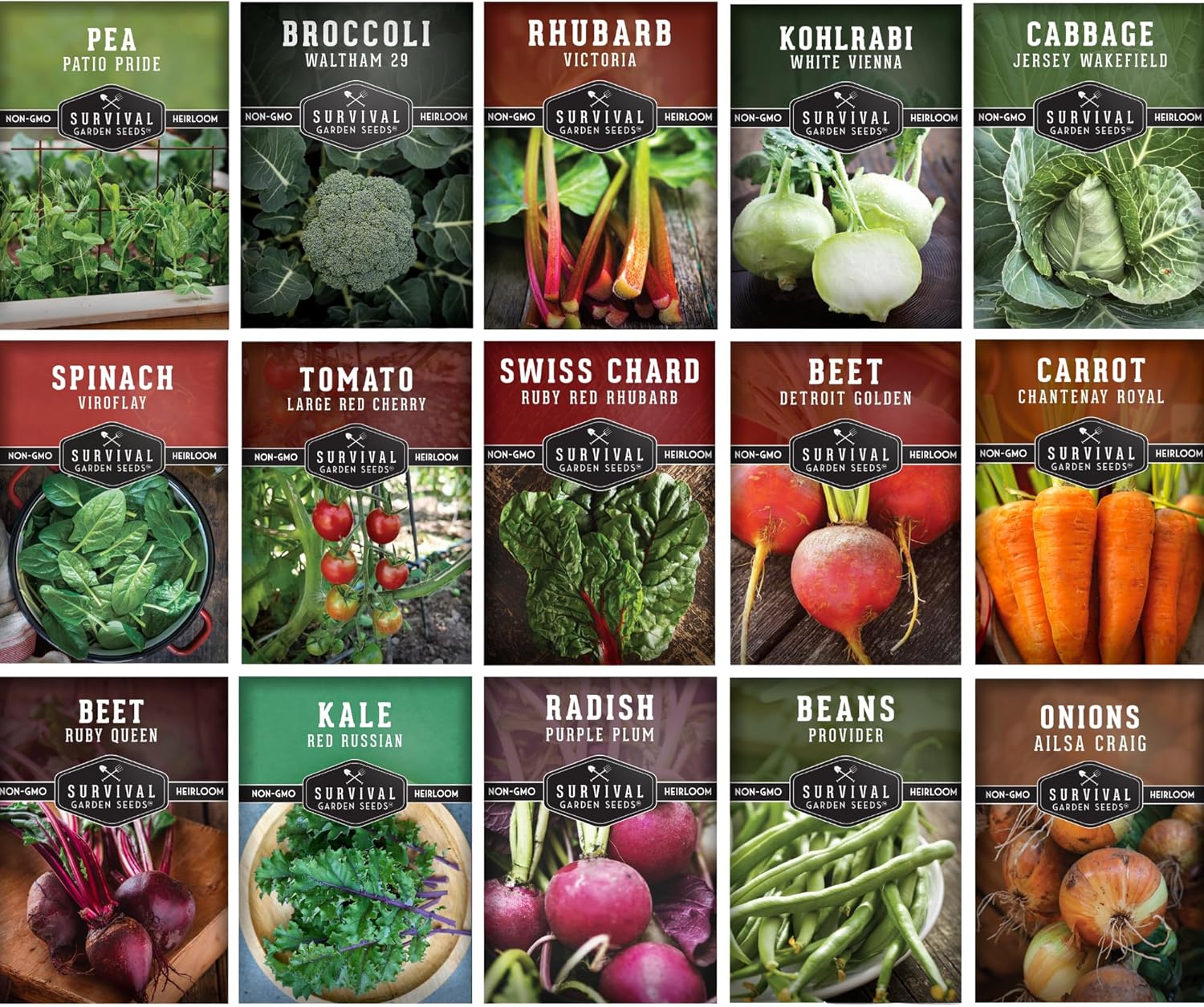 Northern Vegetable Seeds Collection – 15 Cold Hardy Heirloom Varieties for Planting in Cool Climates with Short Growing Seasons – Frost Tolerant Spring & Fall Garden – Survival Garden Seeds