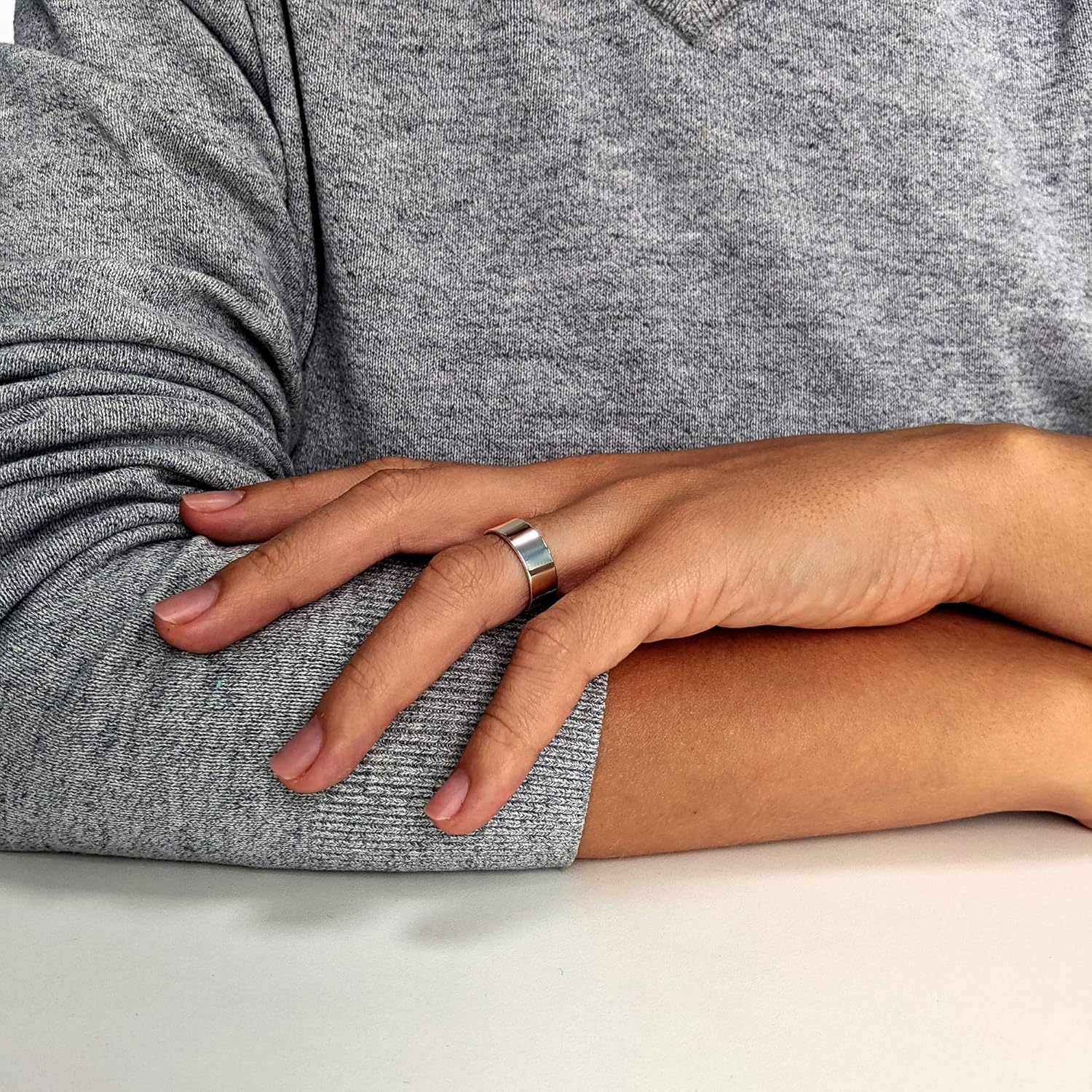 Silverly Sterling Silver Cigar Ring - Flat-Edge Wide Band Thumb Rings for Women and Men - Polished 925 Silver Wedding Court Rings His and Hers - Minimalist Classic Jewelry - Cute Promise Ring