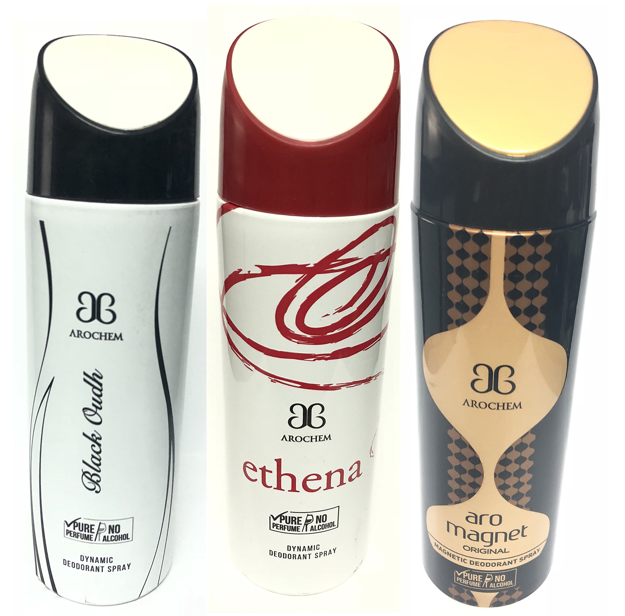 Arochem Black Outh, Ethena and Aro Magnet Fresh Active Long Lasting Antibacterial Deodorant