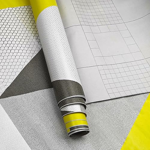 Miniatura 5 de JZHOME 8630 - Papel tapiz de triángulo geométrico para despegar y pegar, color amarillogris, extraíble, diamante, autoadhesivo, revestimiento de