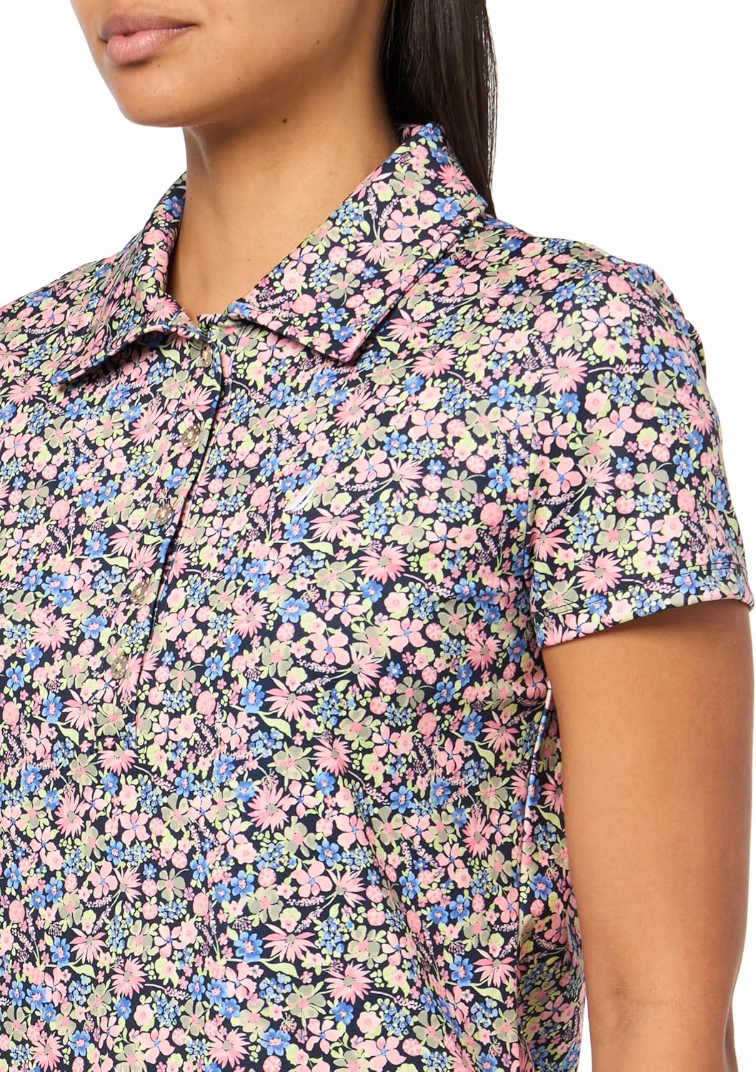 Nautica Womens Short Sleeve Collared Cotton Interlock Soft Touch Polo - Image 3