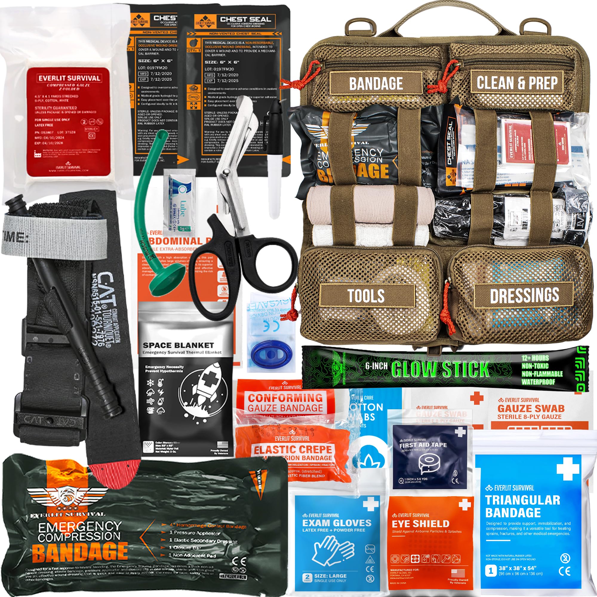 EVERLIT Roll Up Trauma First Aid Kit with CAT Tourniquet-Tactical IFAK Emergency Medical Kit for Outdoor, Vehicle & Home Preparedness-Quick Release Molle Bag for First Responders (OD Green) — Amazon image 10