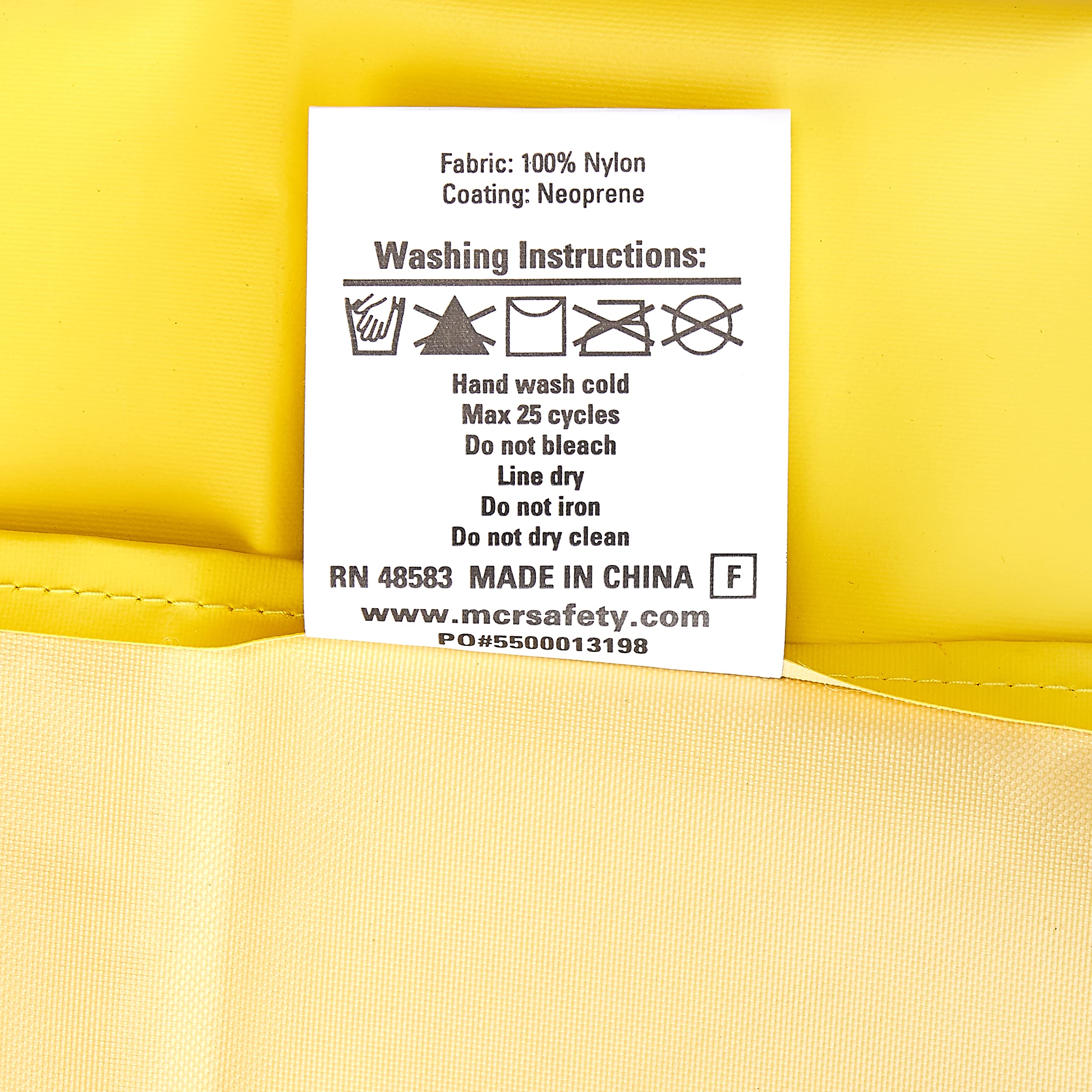 MCR Safety Concord 800S4P Tablier en néoprène/nylon avec bords cousus et coutures soudées Jaune 80 x 114 cm