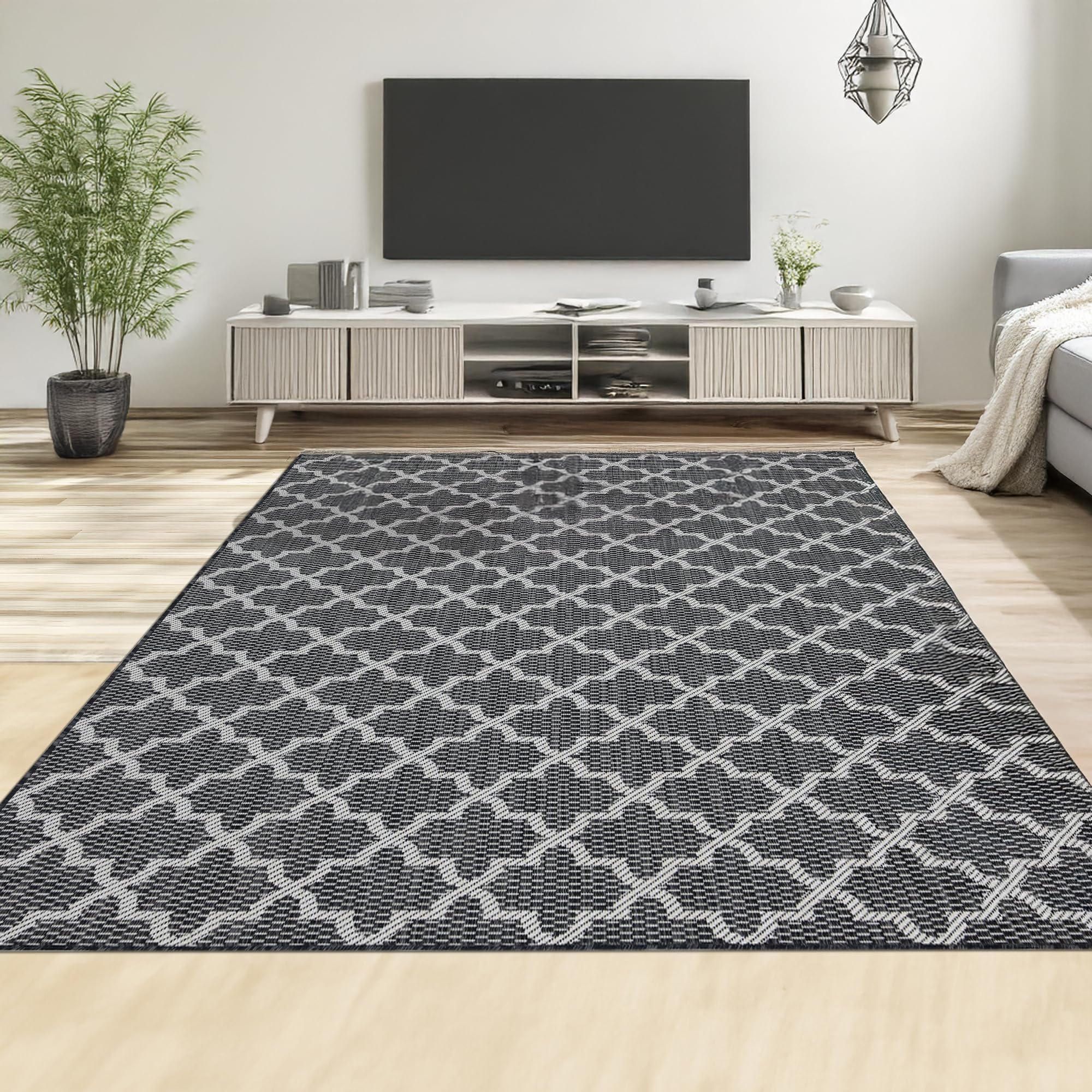 homeart Area Rugs – Durable, Stain-Resistant, Vibrant Geometric Design Carpets – Easy-Clean Rugs for Living Room, Kitchen, Entryway, or Bedroom – Classic - D.Anthracite Cream - 80x150 cm