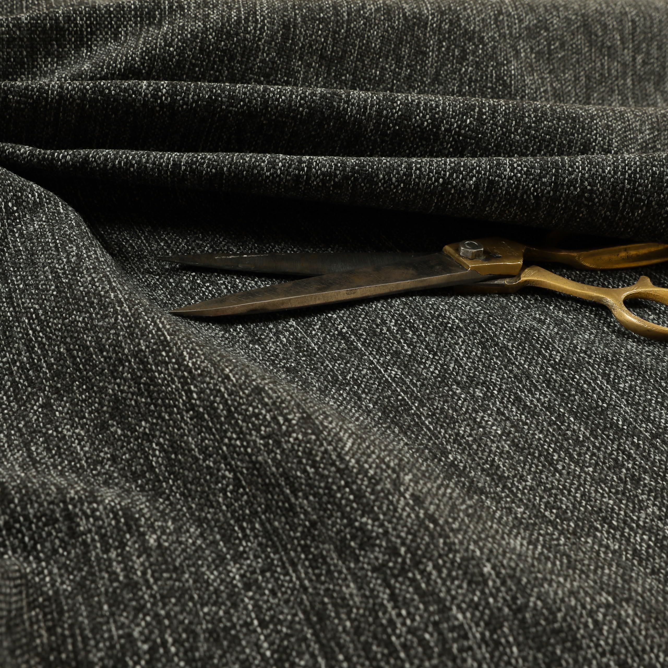 Redbrick Mill Fabrics Flame Retardant Soft Flat Basket Weave Grey Black Chenille Plain Upholstery Furnishing Fabric (Per Metre)