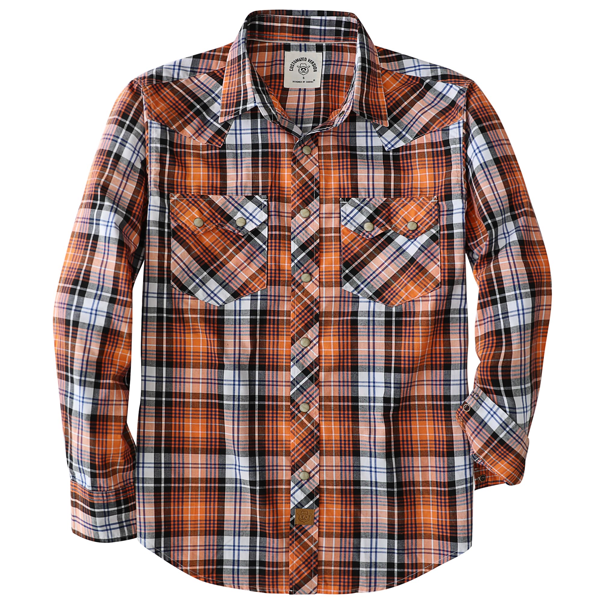 Dubinik® Freizeithemden Für Herren Westernhemd Druckknöpfen Cowboy Kariertes Baumwolle Comfort Fit Langarm Arbeitshemd