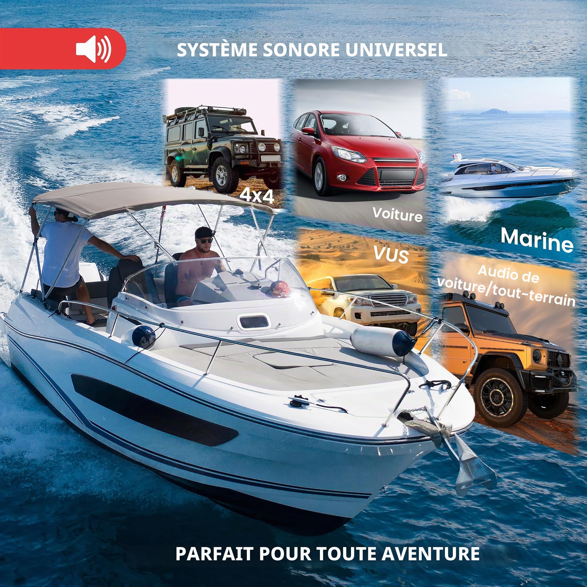 Amplificateur Pyle étanche avec 2 canaux et une puissance de 400 Watts. Idéal pour bateau, scooter de mer etc.