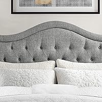 Vista 19 de Rosevera Turin Linen - Cama tapizada con paneles y cabecero capitonado con botones ajustables para dormitorio, tamaño Queen, color gris