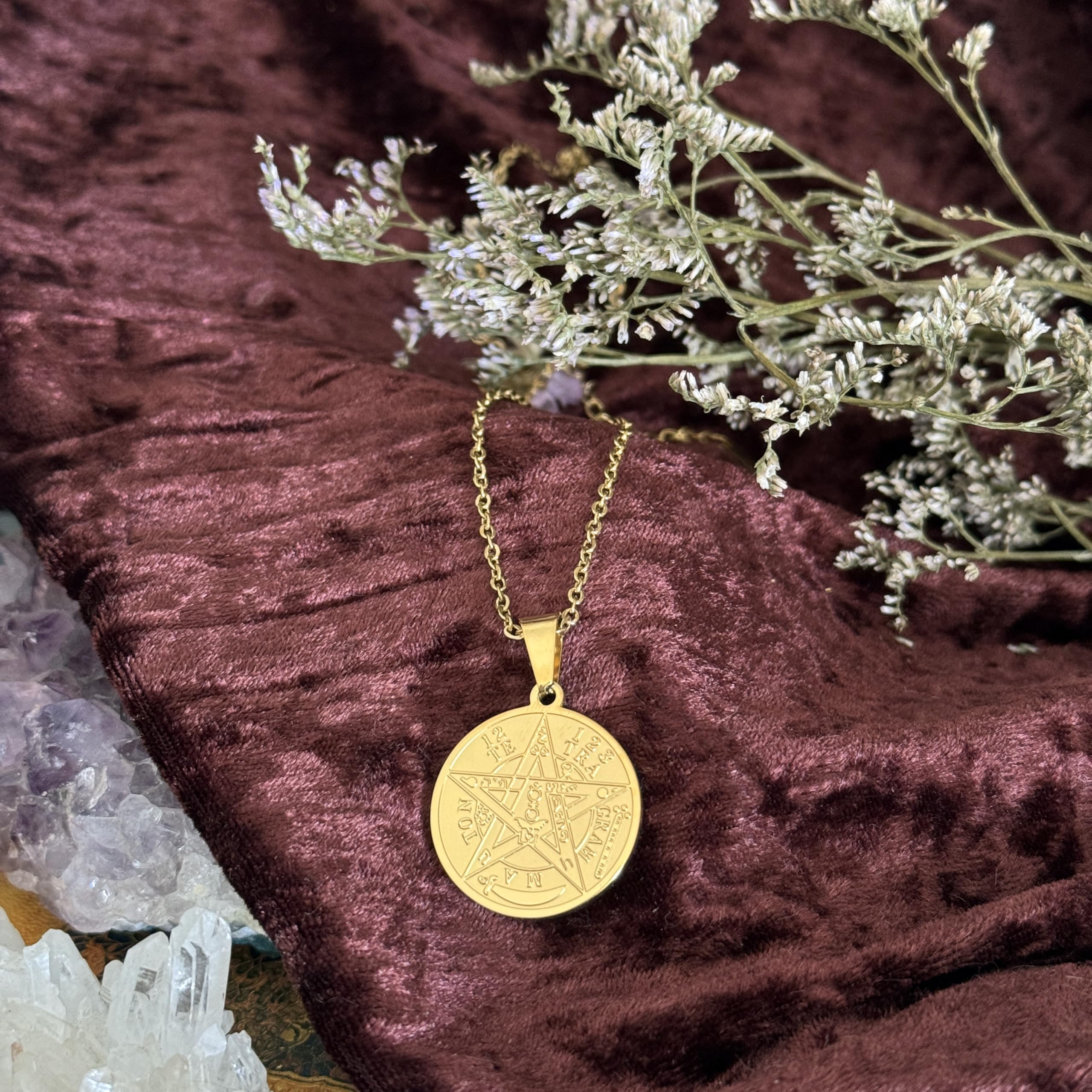 Simboliks Tetragrammaton colgante de acero, Amuleto de protección mal de ojo y mala energía, Talismán de protección personal, Pentáculo, Tetragrammaton contra el mal de ojo hechizos Amuleto