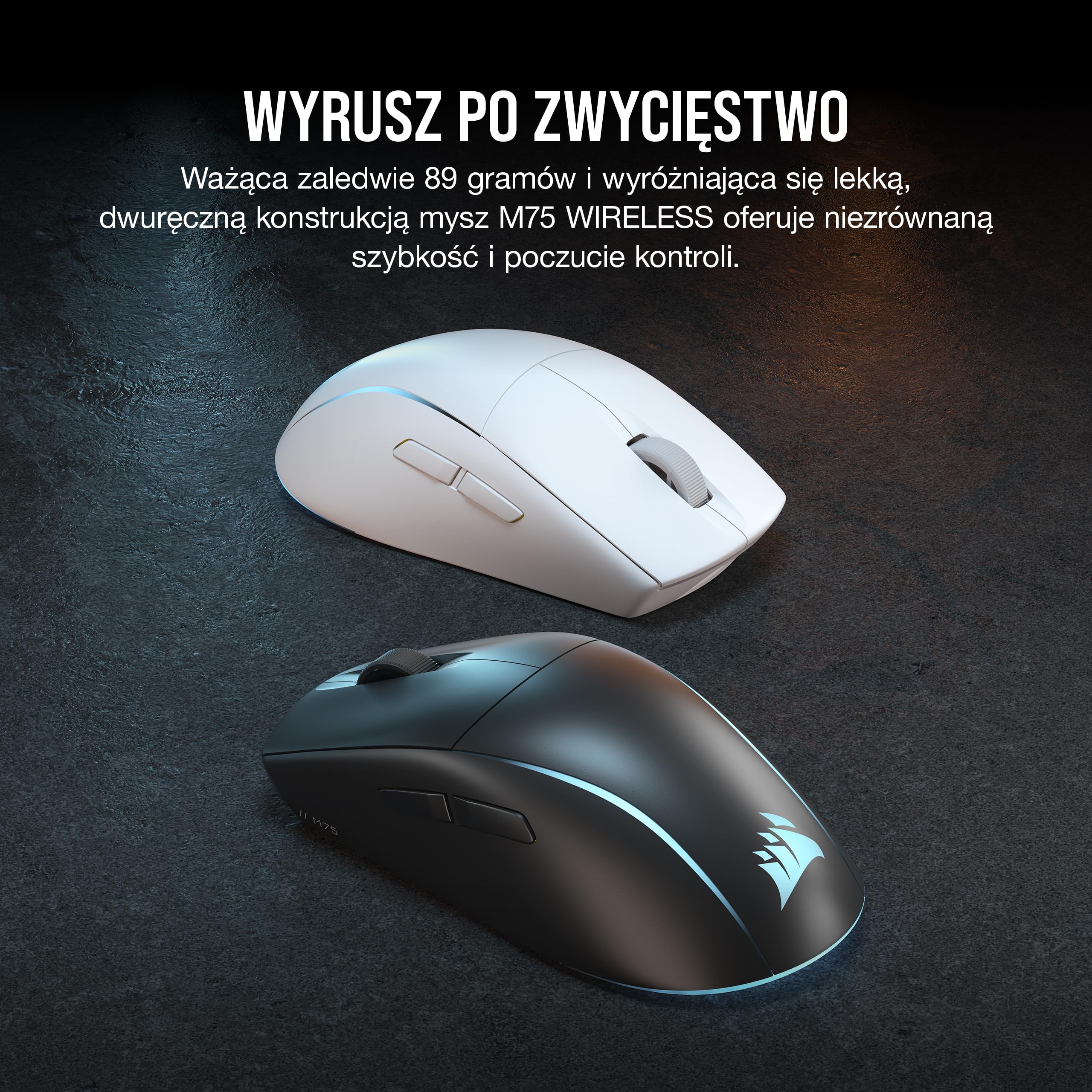 CORSAIR M75 WIRELESS RGB Lekka Mysz do Gier FPS – 26 000 DPI – Wymienne Przyciski Boczne – Kompatybilna z iCUE – PC – Czarny