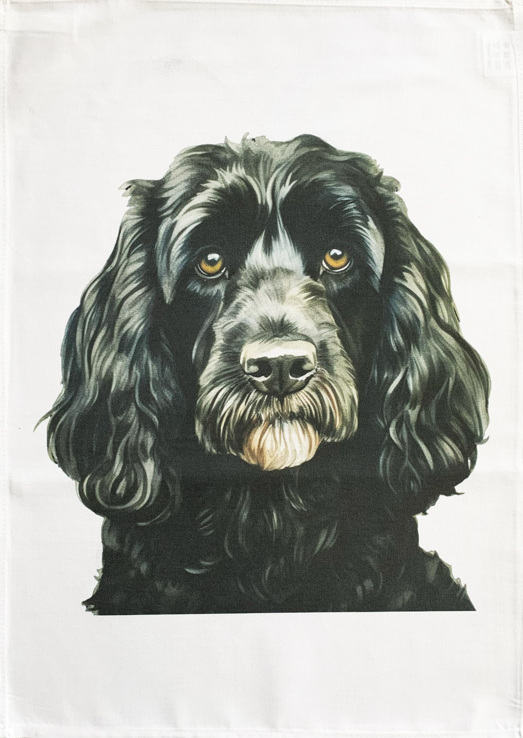 Half A Donkey White The Black Cockapoo Head Large Cotton Tea Towel