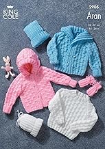 King Cole Baby Sweater, Jacket, Mitts & Hat Aran Knitting Pattern 2905 by King Cole