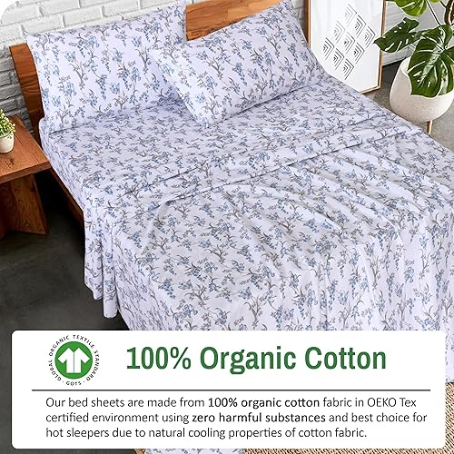 Miniatura 3 de RUVANTI - Juego de sábanas Queen, 100% algodón orgánico, percal, certificado GOTS, 4 piezas, bolsillo profundo de 15 pulgadas, frescas,