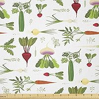 Vista 42 de Ambesonne The Yard, tela de jirafa estilo de dibujos animados que caminan entre árboles pequeños sobre fondo grunge, tema de sabana, tela de punto