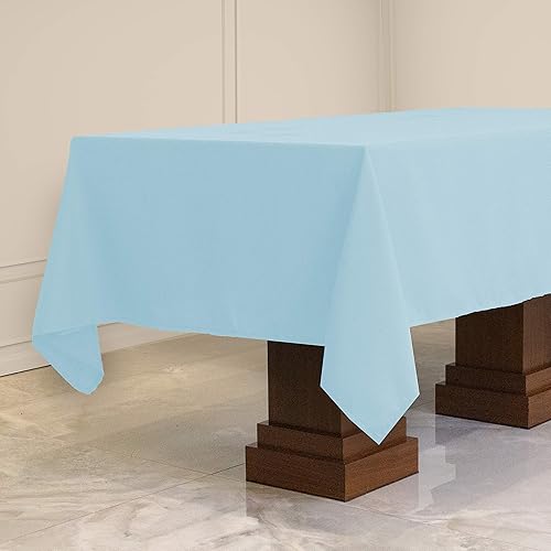 Kadut Paquete de 2 manteles rectangulares (60 x 126 pulgadas), mantel azul bebé para mesa de 8 pies, tela resistente, lavable a máquina, para