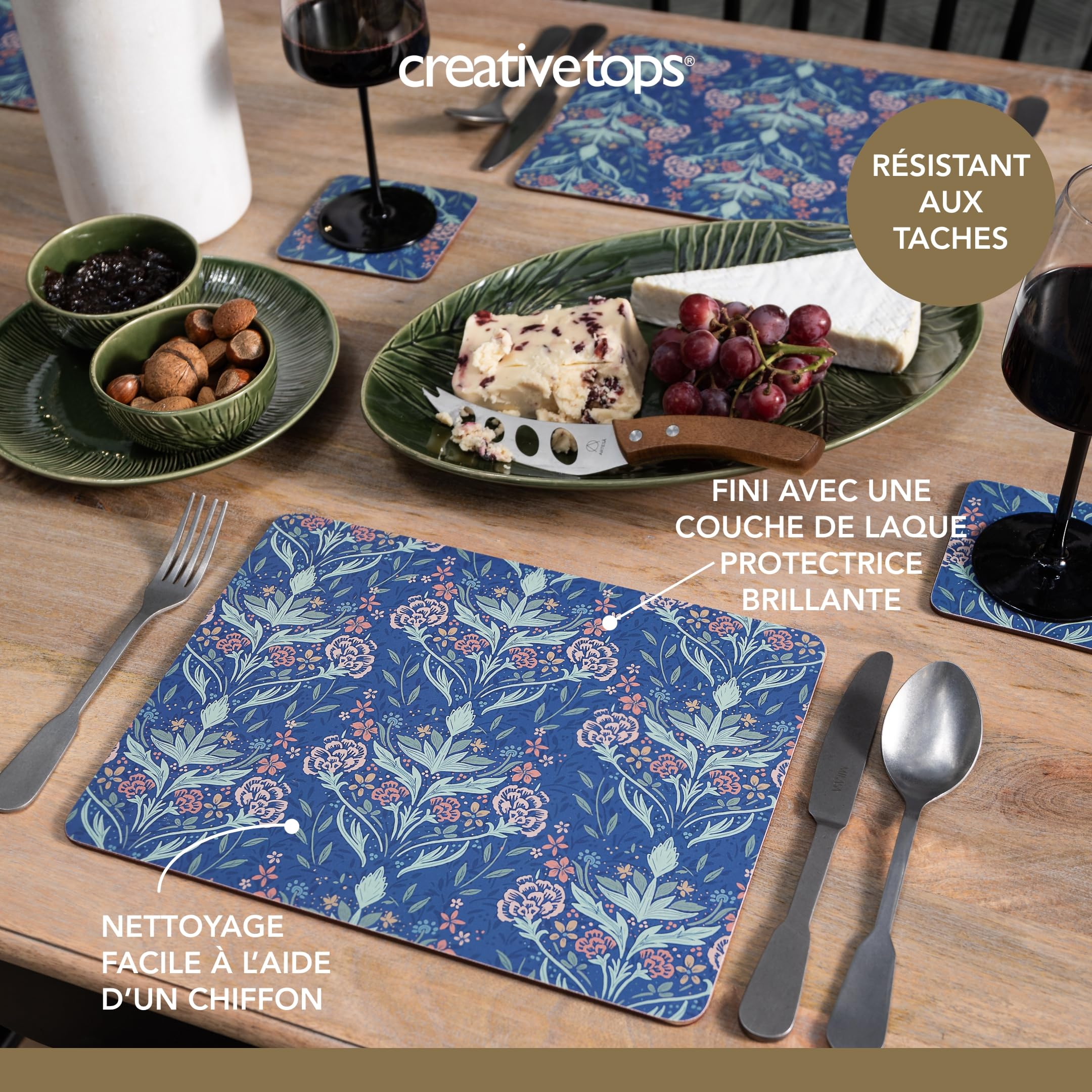 Lot De 4 Sets De Table Ronds En Liège – Creative Tops – Multicolore – Neufs Sous Emballage
