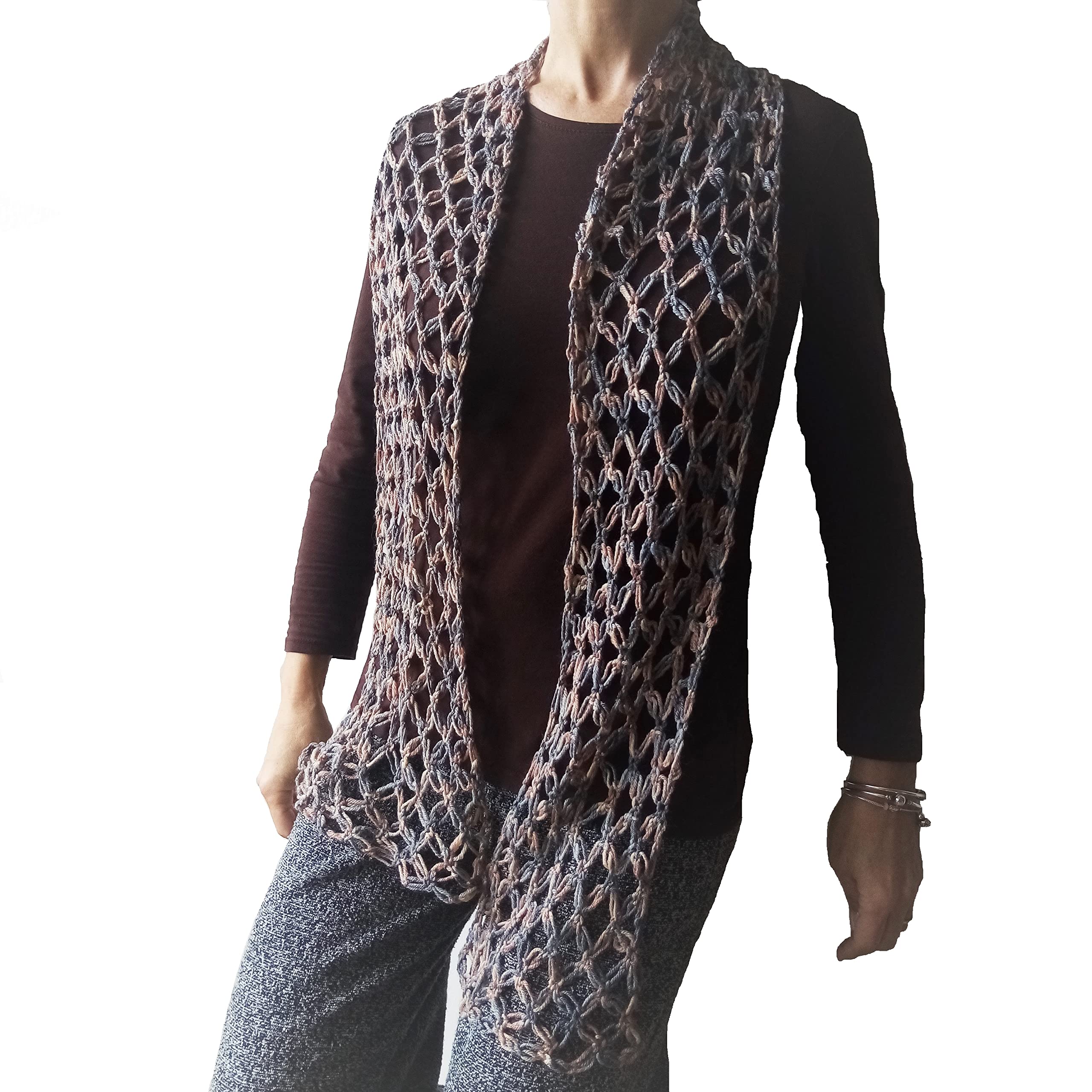 Sciarpa sfumata fatta a mano, sciarpa da donna a uncinetto, in lana merino. Stola in lana merino. ARTICOLO ORIGINALE UNICO MOMpATchWORK
