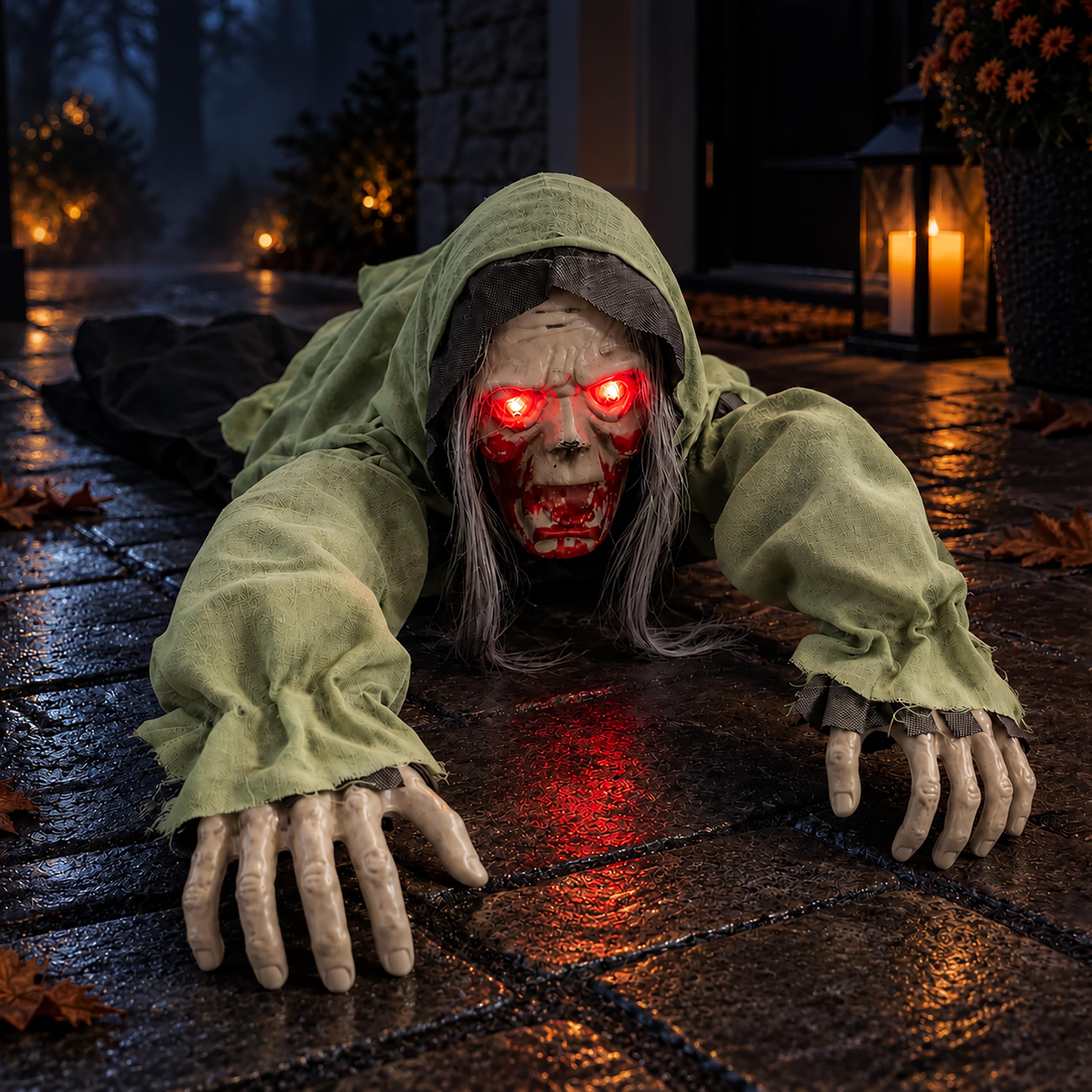 4ft Animatronic Zombie Halloween Decorations Outdoor Sound Activated
