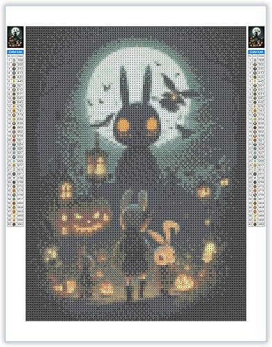 Miniatura 2 de Kits de pintura de diamantes para adultos, calabazas de Halloween, kit de pintura de diamante, arte de gemas de taladro redondo completo, decoración