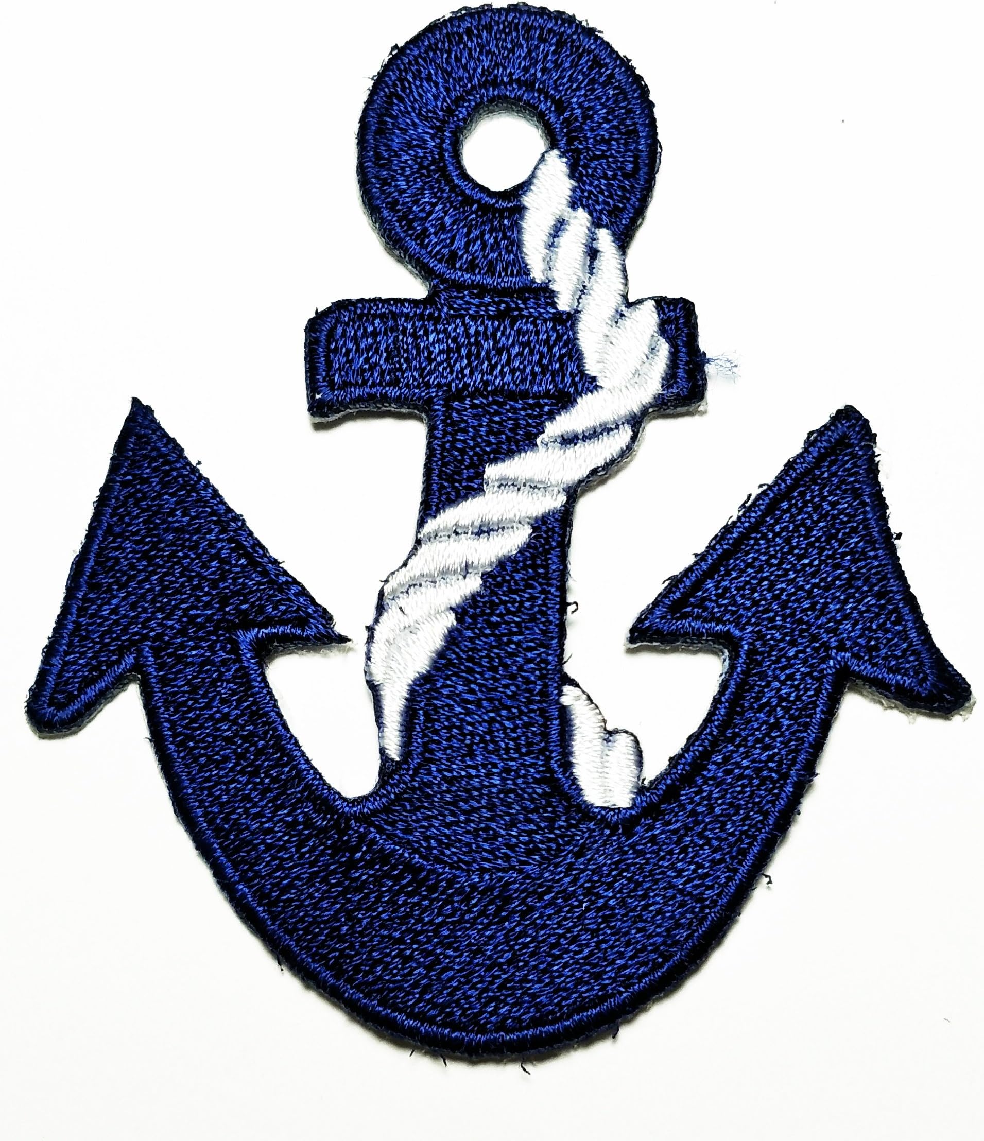 HHO Anchor navy biker tattoo retro ship boat sea sew dark blue embroidered Patch Embroidered DIY Patches Cute Applique Sew Iron on Kids Craft Patch for Bags Jackets Jeans Clothes