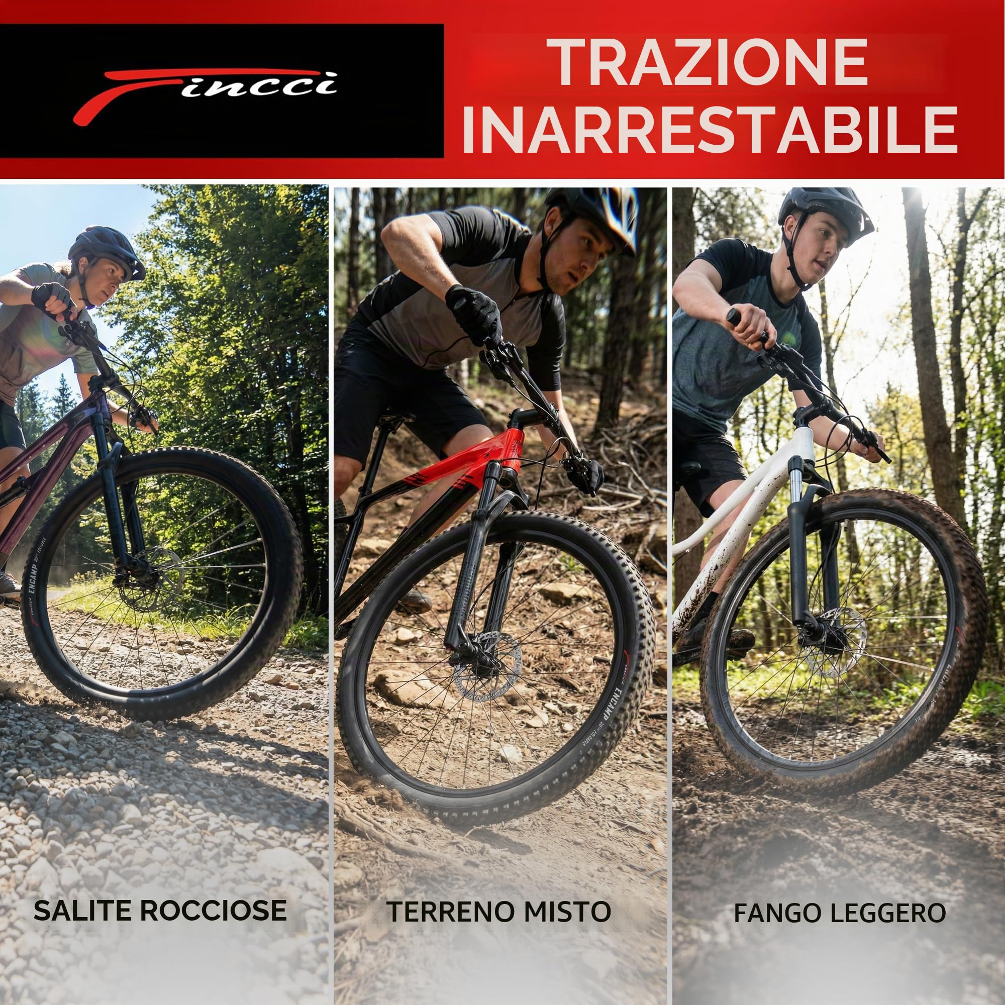 Fincci Copertone MTB 26x1.95 ETRTO 50-559 Pieghevole MTB per Fuoristrada | Pneumatico MTB Pieghevole 26x1.95, ETRTO 50-559 - Per Mountain Bike, Fuoristrada MTB, Bicicletta Ibrida e Uso Quotidiano