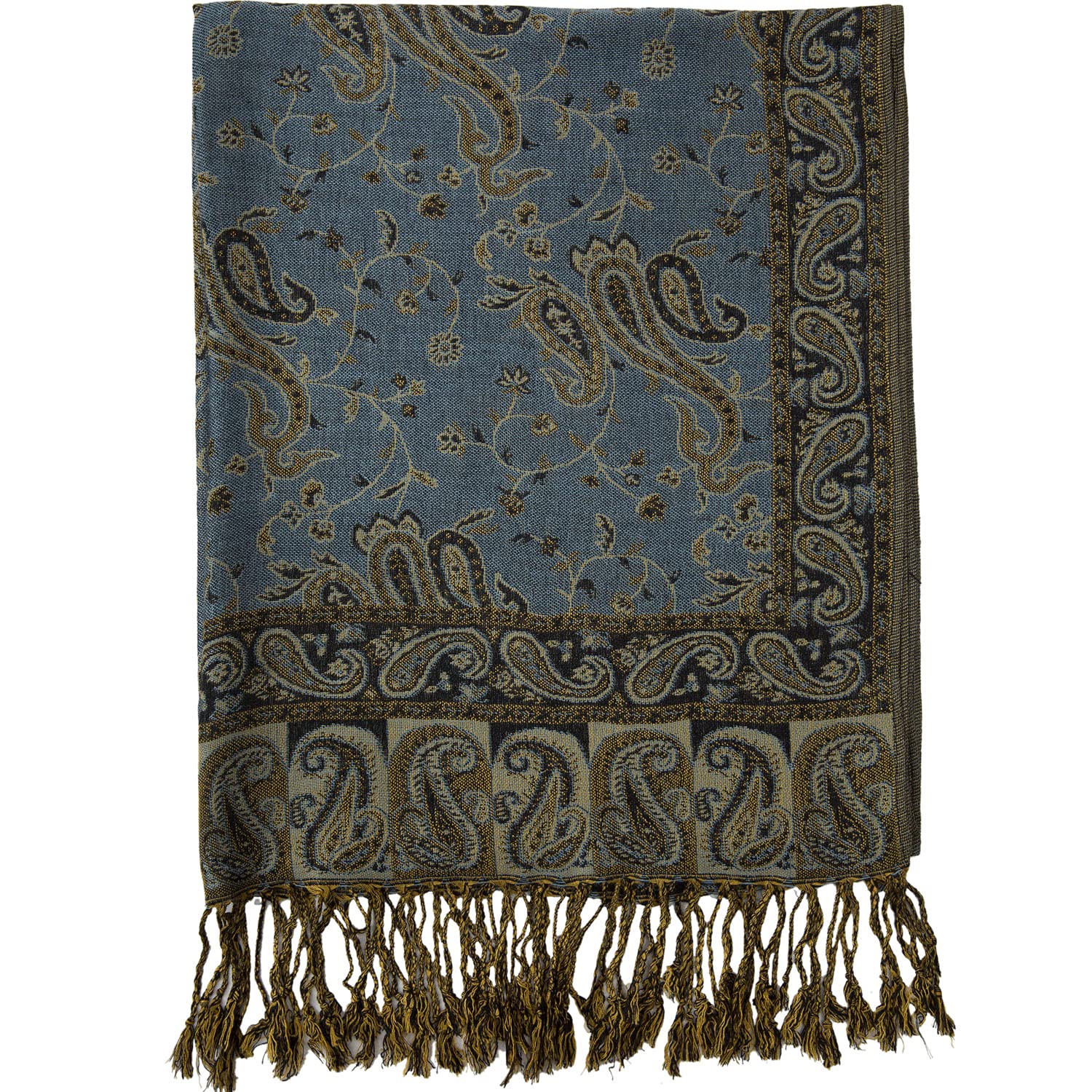 Écharpe Pashmina Réversible Becolored - Motif Cachemire - 180 X 71 Cm Avec Franges - 55% Acrylique, 45% Viscose