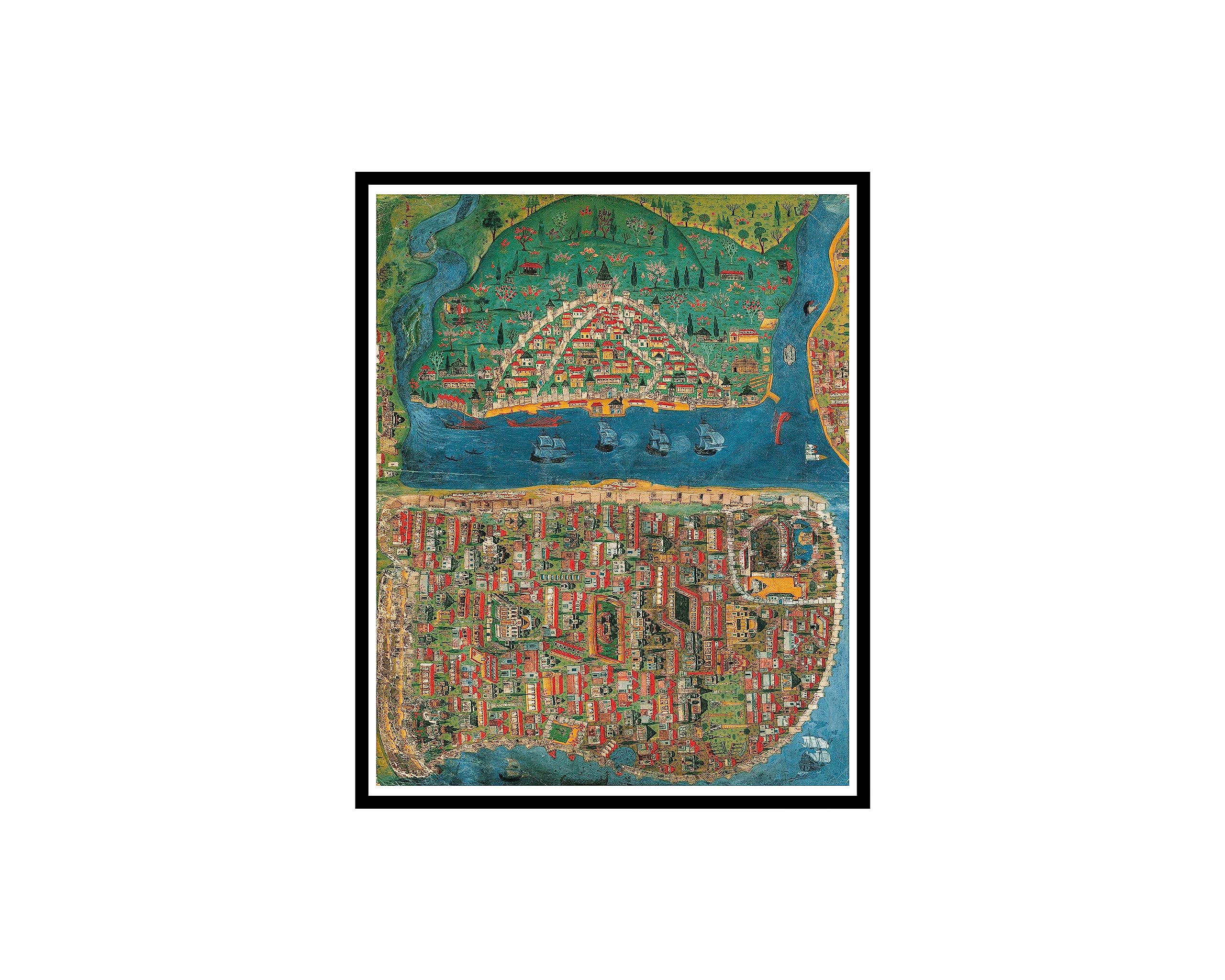 Poster Master Vintage Map Poster - Retro Map of Constantinople Print - Istanbul Art - Ottoman Empire Art - Gift for Men, Women, Travel Lover - Decor for Living Room, Office - 8x10 UNFRAMED Wall Art