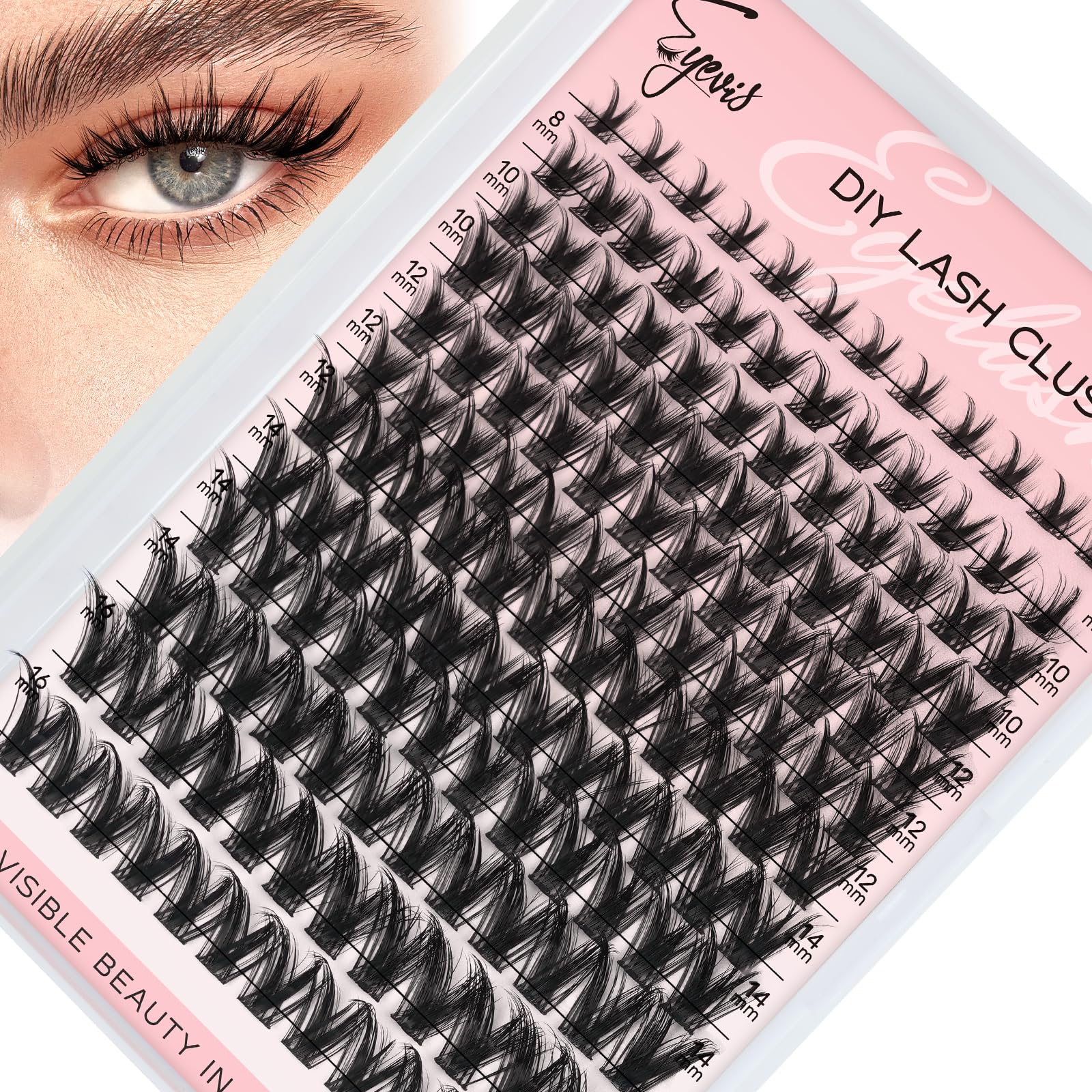 EYEVIS Mermaid Lash Clusters Eyelash Clusters 144pcs C Curl Natural Wispy Lash Clusters DIY Ultra-Thin Band Cluster Eyelash