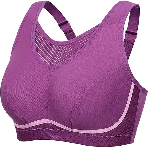 SYROKAN Women's Plus Size High Impact Sports Bra - Full Figure Wirefree Workout Bras