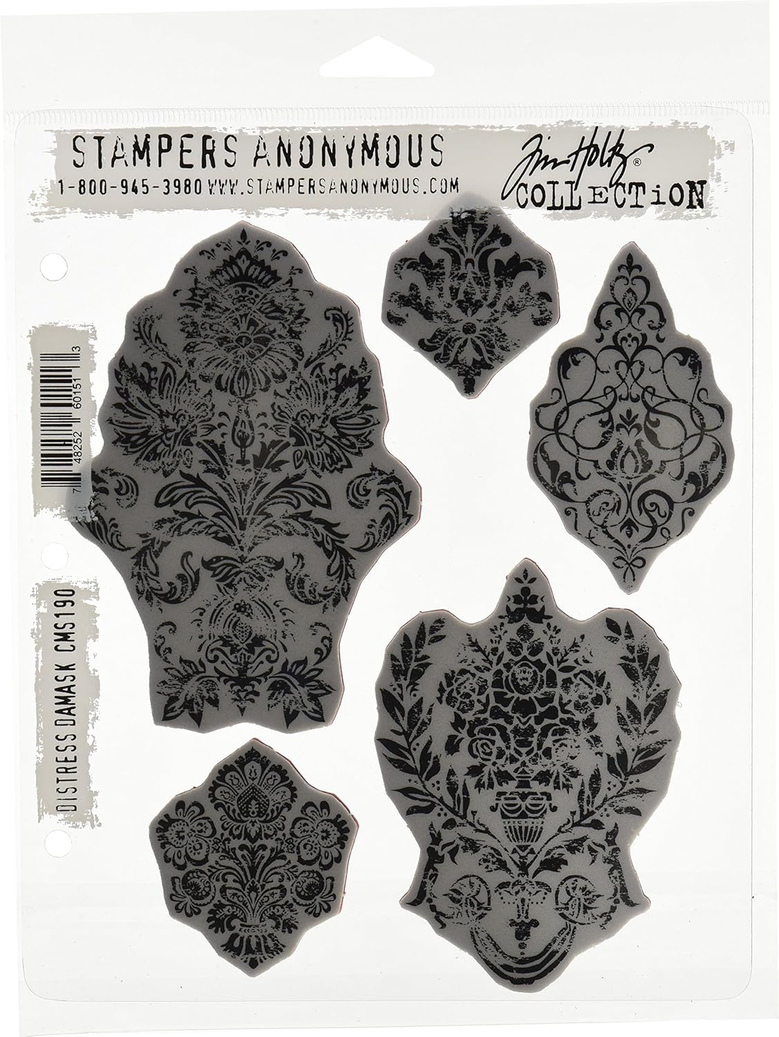 Stampers Anonymous Tim Holtz Cling Stamps 7"X8.5", Distress Damask