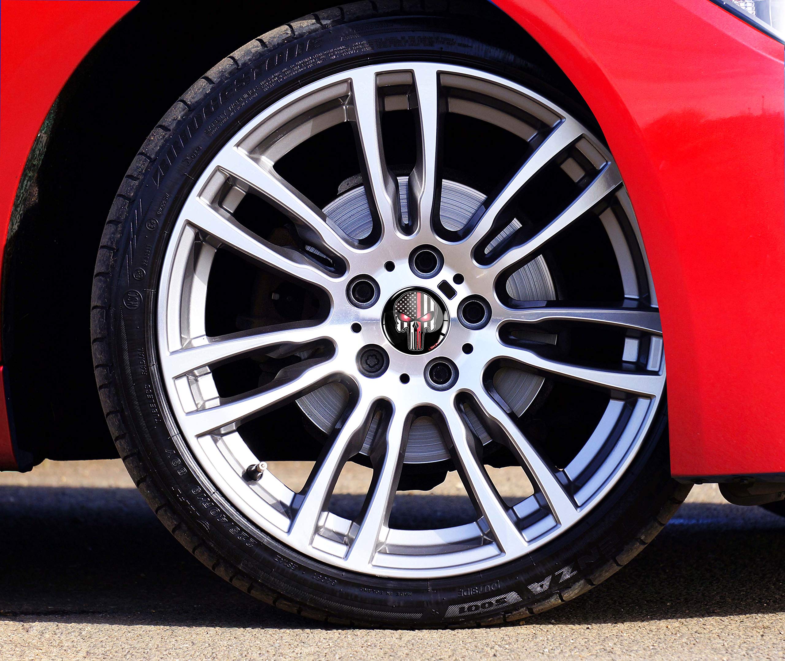 SkinoEu® 4 X 60mm 3D Gel Silicone Cache-Moyeu Capuchons De Centre Enjoliveurs De Roue Voiture Cache Moyeux Jante Cache-Moyeux Noir Argent Gris Le Crâne Yin Yang CXS 5