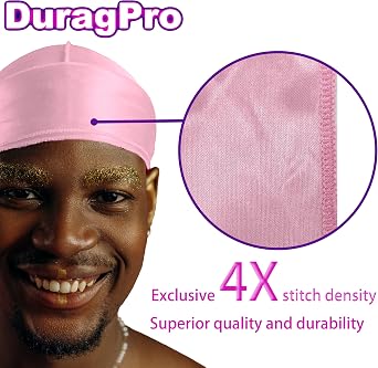1 Pack Pink Silky Satin Durag Bundle 4 Pack Black Silk Durag