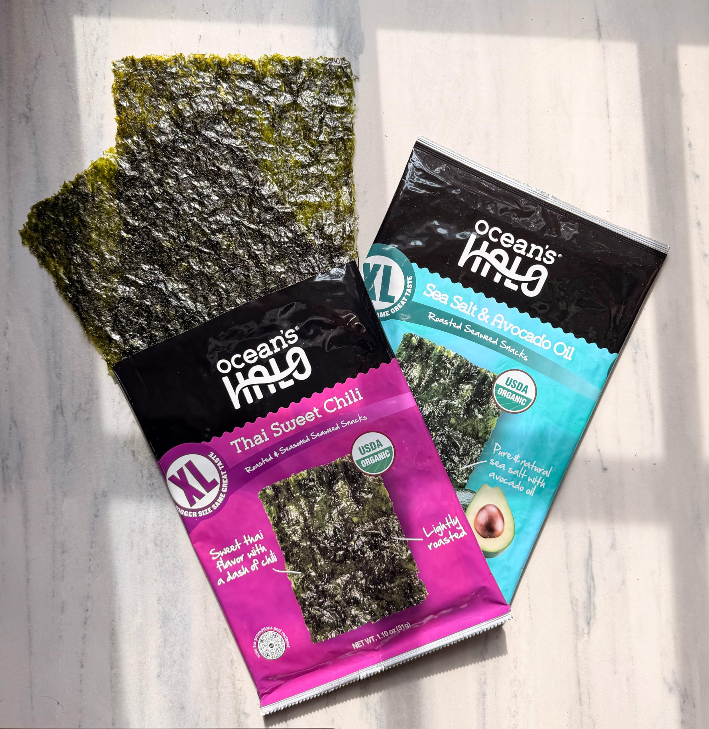 Organic XL Seaweed Snacks, Thai Sweet Chili, Roasted Nori, Perfect