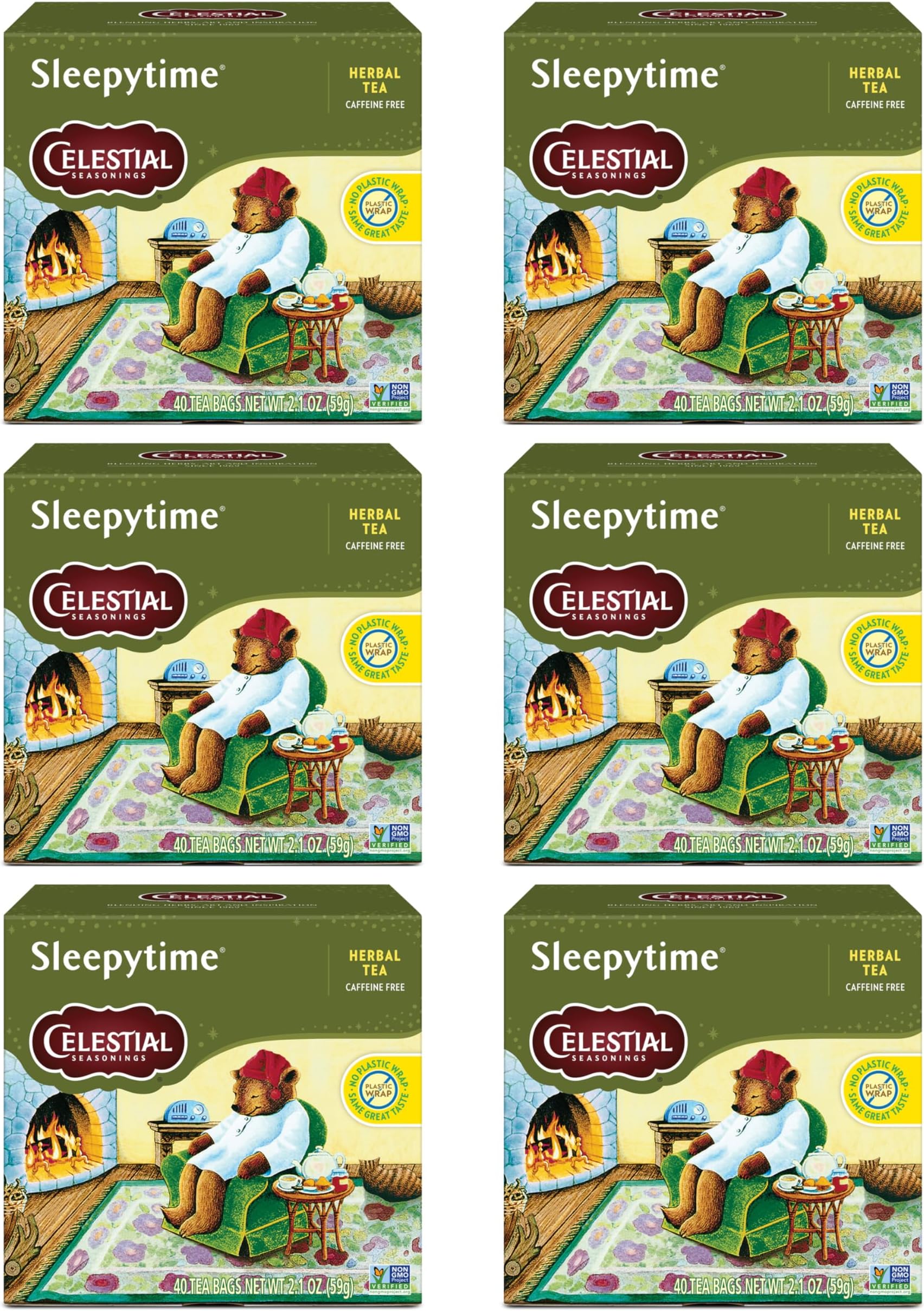 Celestial Seasonings Sleepytime Herbal Tea, Caffeine Free, 40 Tea Bags Box (Pack of 6)