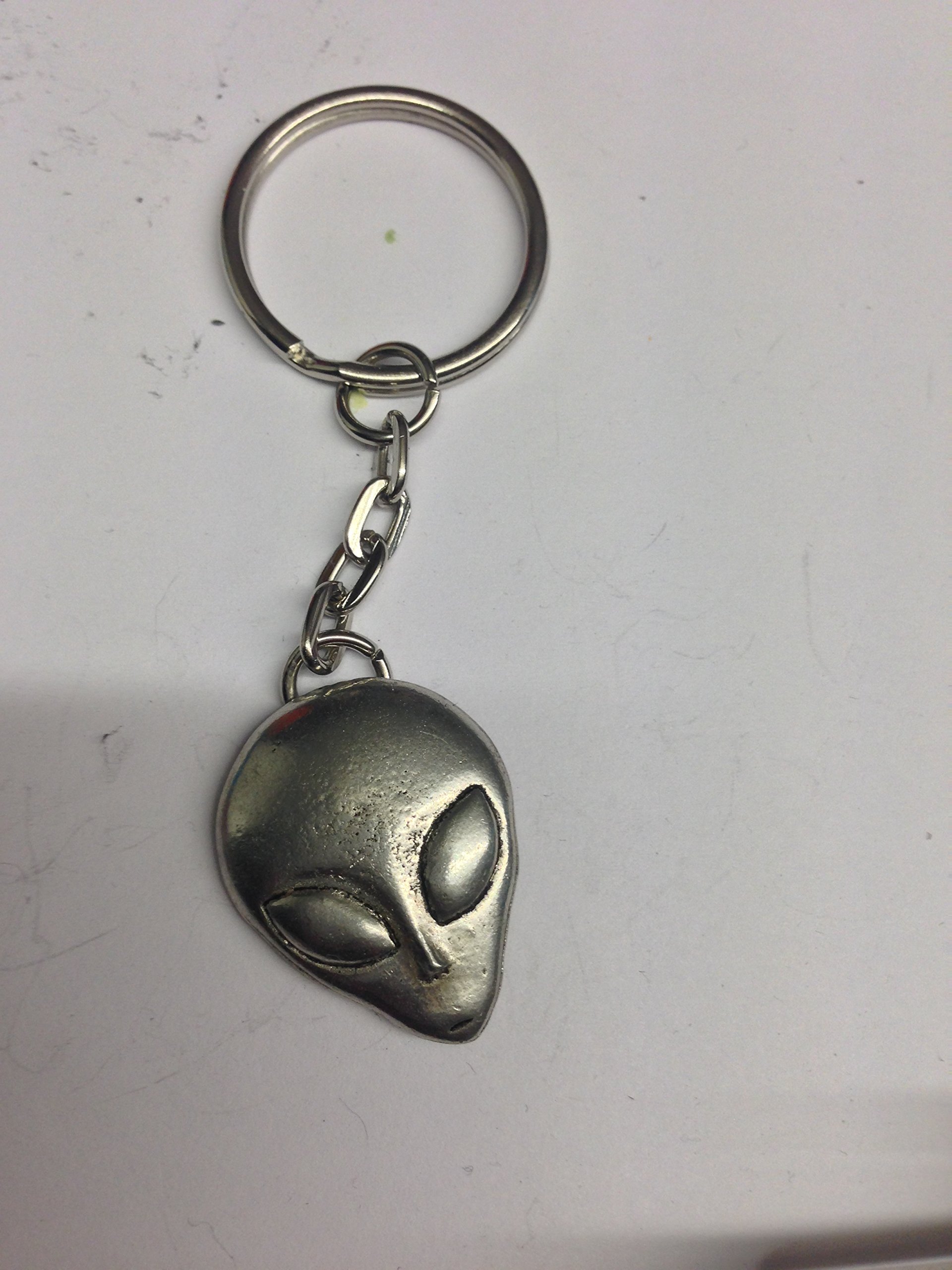 prideindetailsAlien Head PP-G21 made of fine English Pewter on a split ring keyring