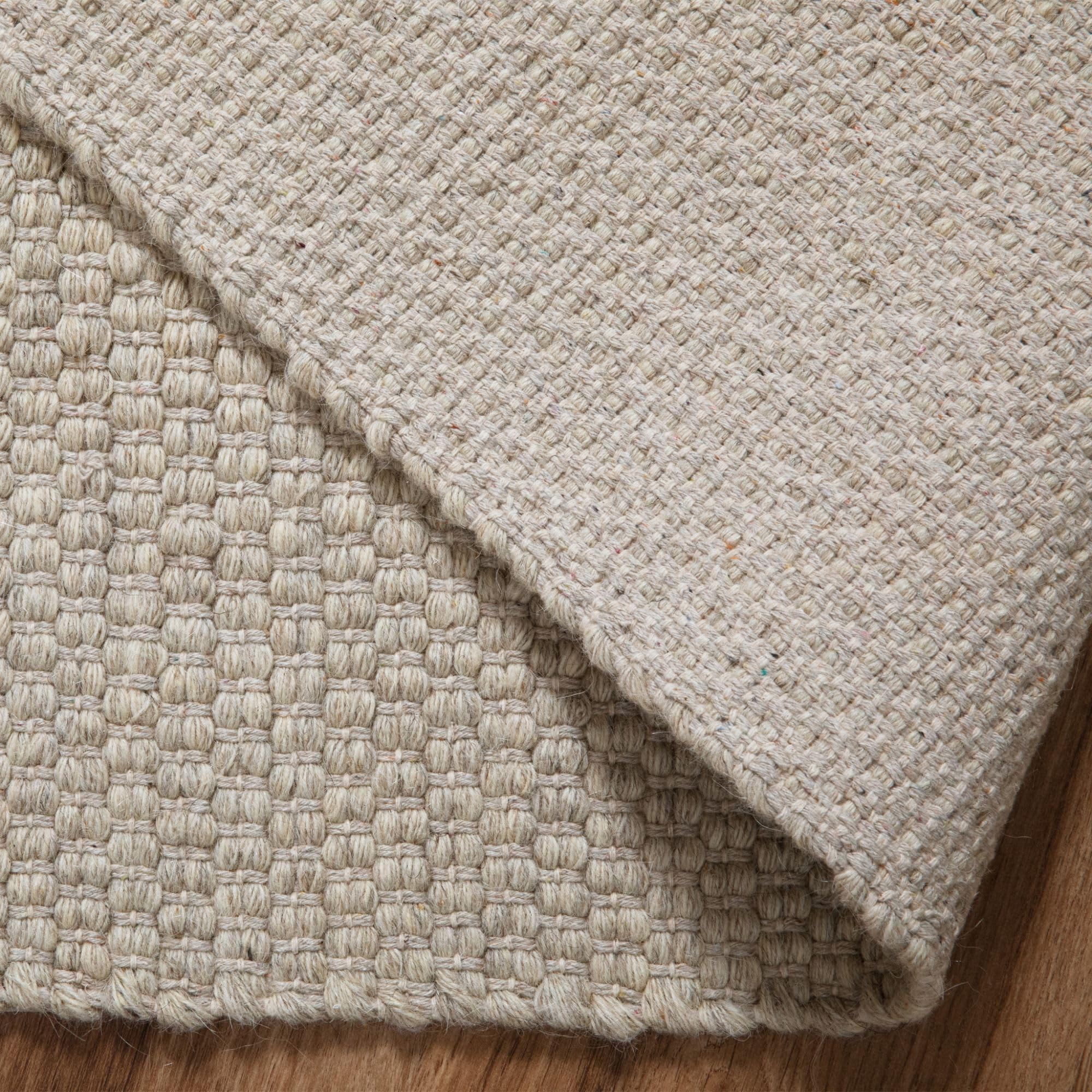 Steffensmeier Handweb Teppich Amsterdam | Wolle, Beige, handgewebt, Größe: 120x180 cm Wohnzimmer und Schlafzimmer
