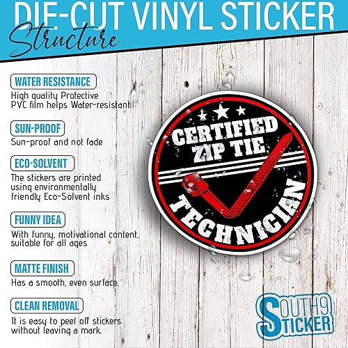 Miniatura 4 de Calcomanía de técnico certificado con lazo de cremallera, divertida cremallera para construcción, casco duro, collar azul, 2 pulgadas, impermeable,