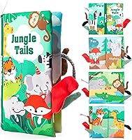 WecharmKids Touch and Feel Crinkle Cloth Baby Book - Sensory Learning Toy for Infants 0-18 Months, Stroller-Friendly Newborn Gift Boys Girls