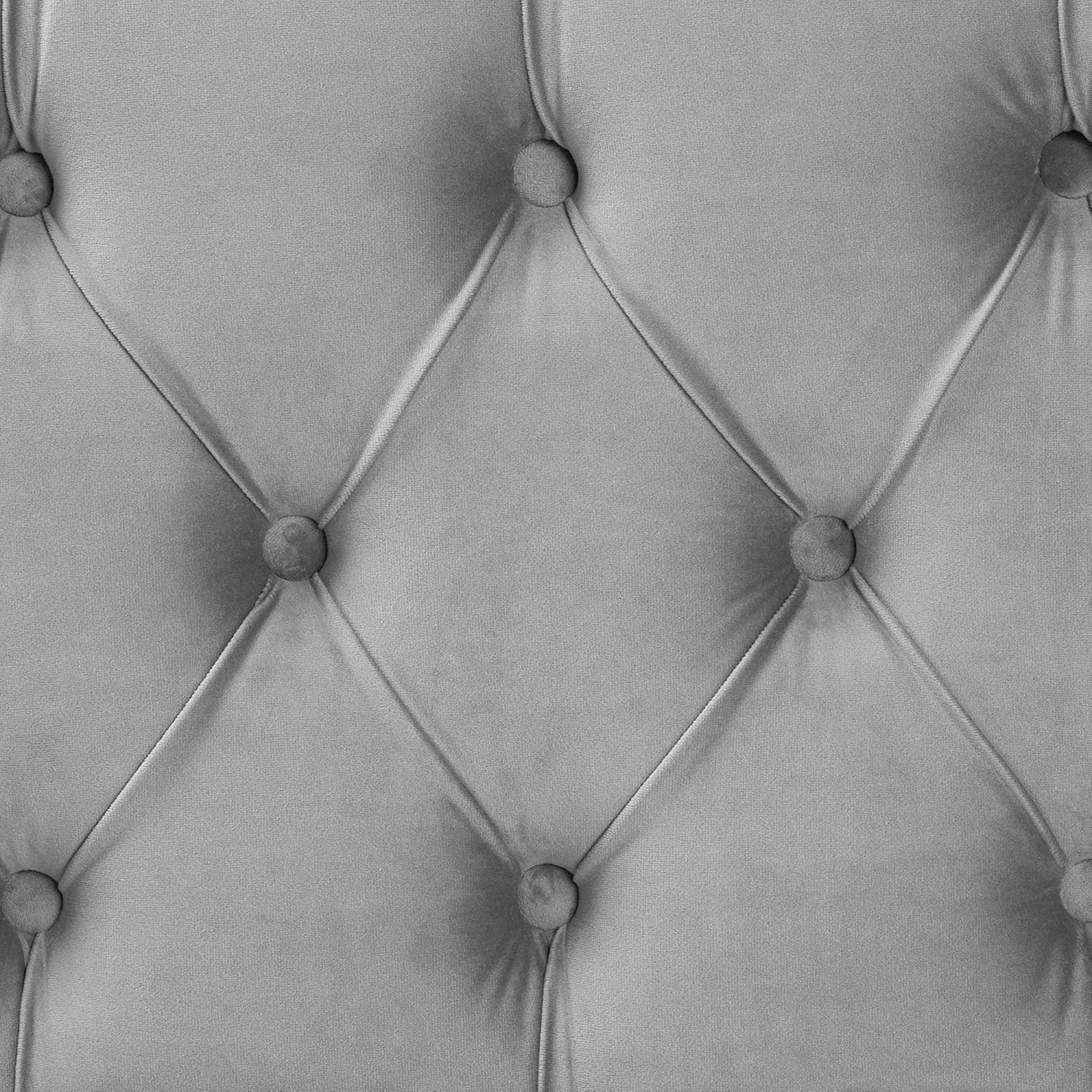 Baxton Studio Powell Glam and Luxe Grey Velvet Fabric Upholstered and Gold PU Leather Storage Ottoman