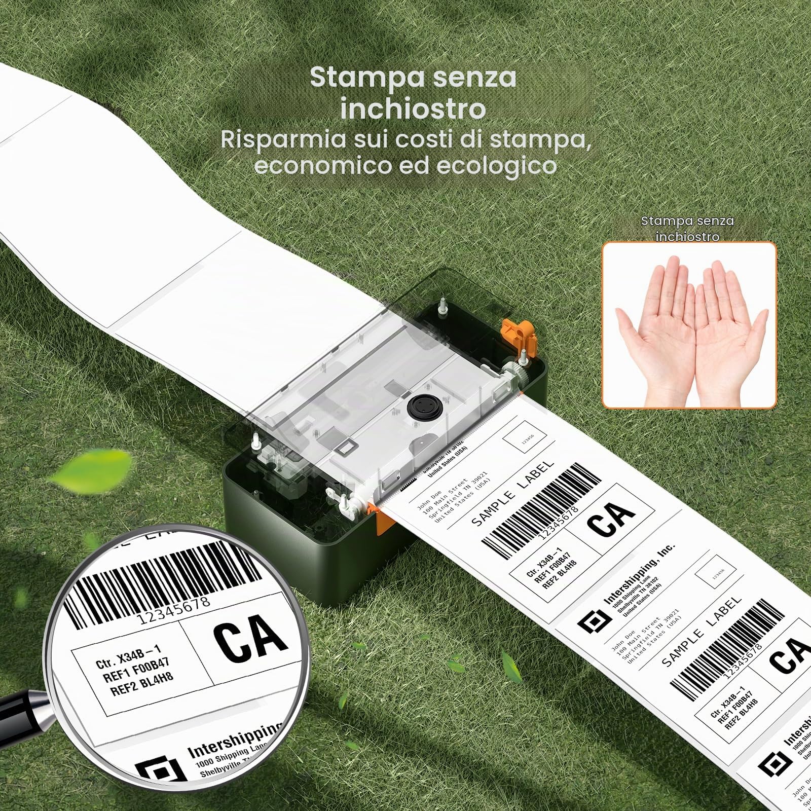 4x6 Stampante per etichette Bluetooth per spedizioni, stampante termica per etichette, compatibile con Etsy, Amazon, adatta per piccole imprese di trasporto, nero-arancione