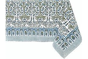 ATOSII Nargis Blue 100% Cotton Rectangle 60 x 90 Tablecloth