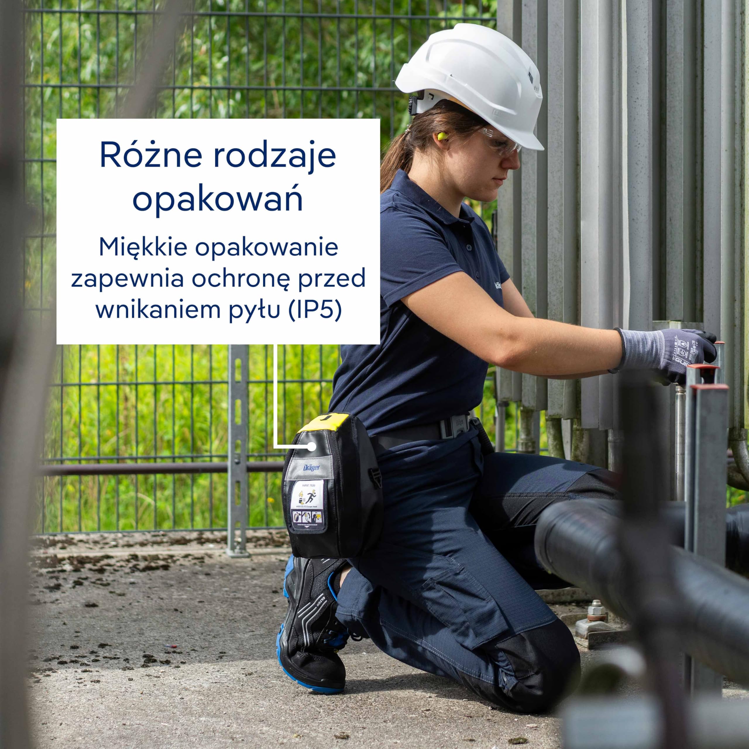 Dräger Parat 7500 okap przeciwpożarowy | skuteczna osłona ratunkowa z filtrem kombi ABEK CO P3